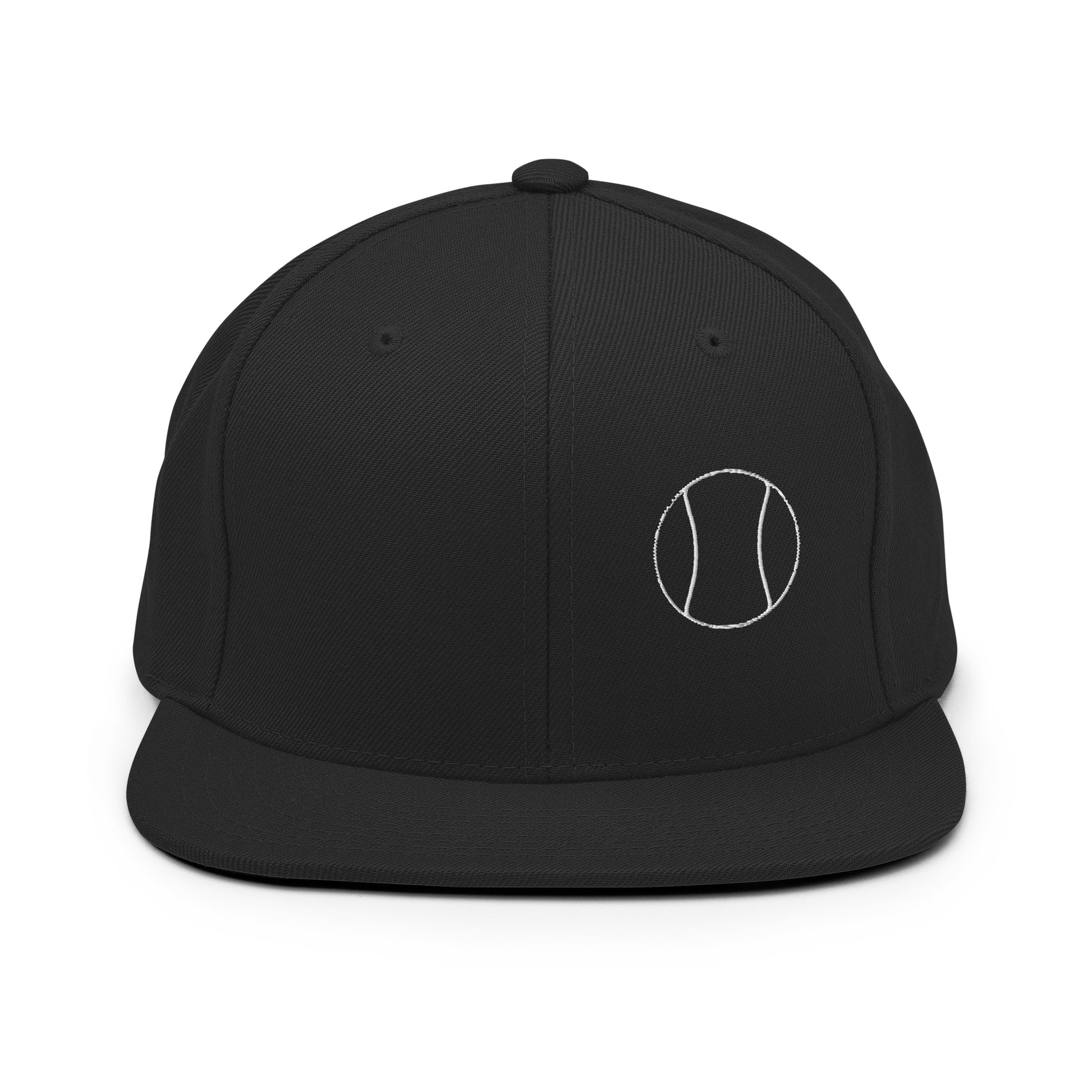 Tennis Edition structured snapback hat in black with flat brim and high-profile 6-panel crown — Our Game collection