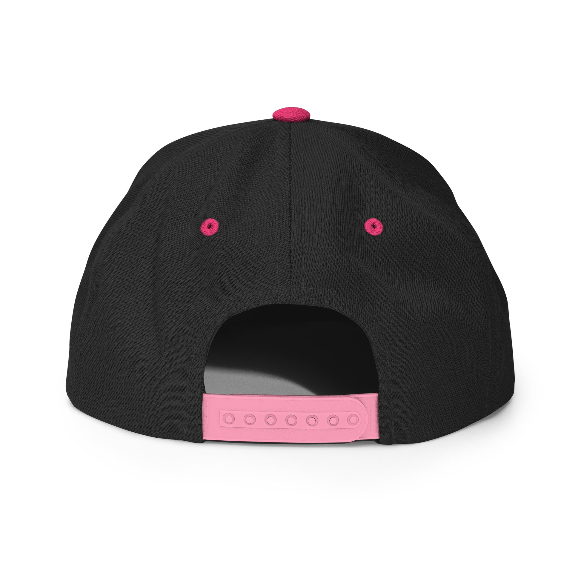 Baseball Edition structured snapback hat in black and neon pink with flat brim and high-profile 6-panel crown | Our Game | An Athlete Trains