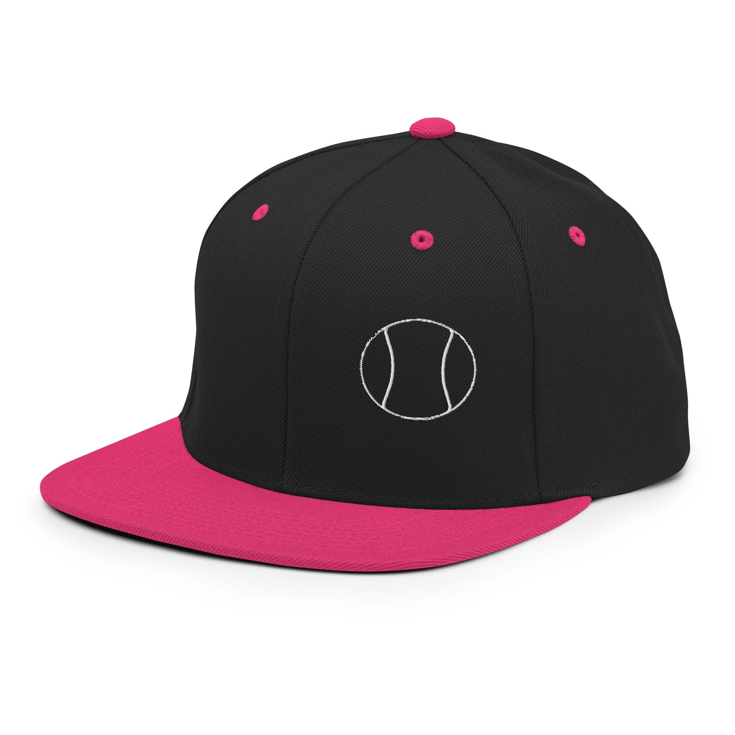 Tennis Edition structured snapback hat in black and pink with flat brim and high-profile 6-panel crown — Our Game collection