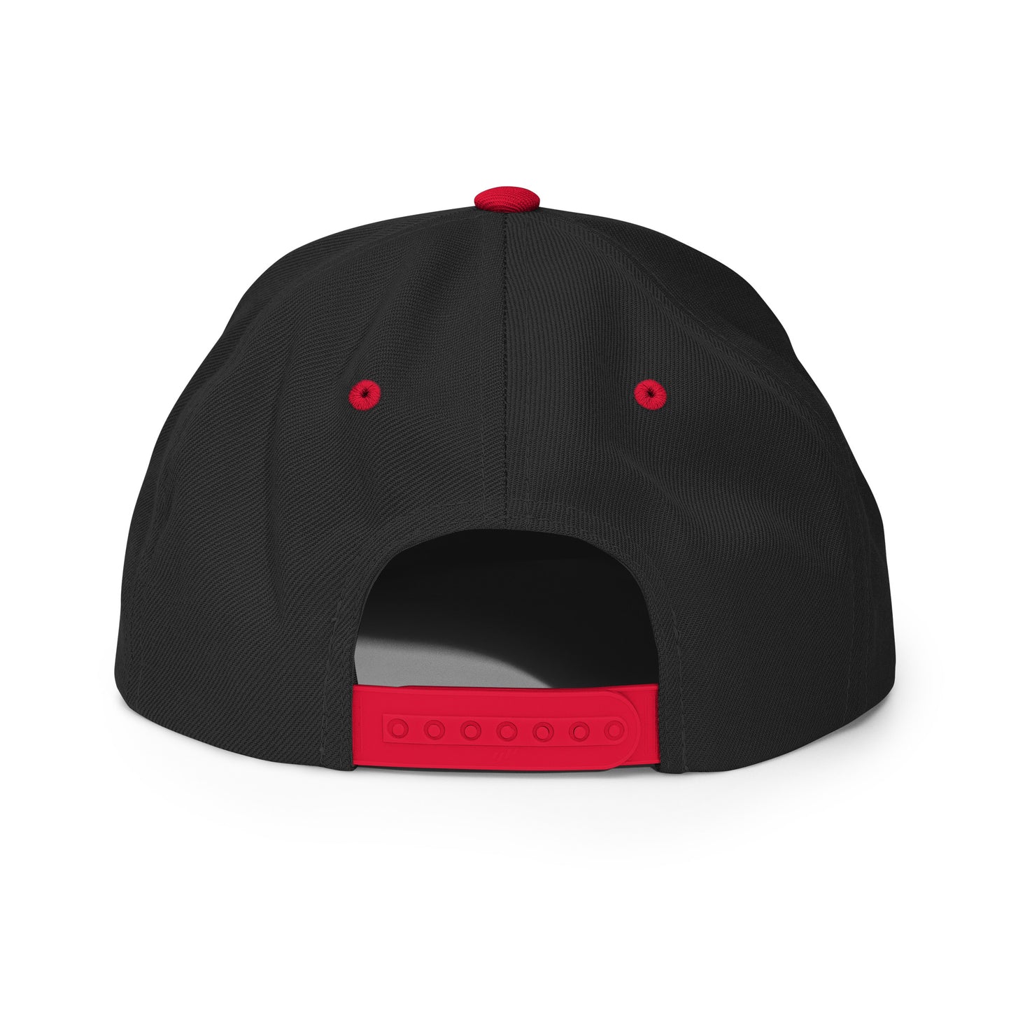 Baseball Edition structured snapback hat in black and red with flat brim and high-profile 6-panel crown | Our Game | An Athlete Trains 