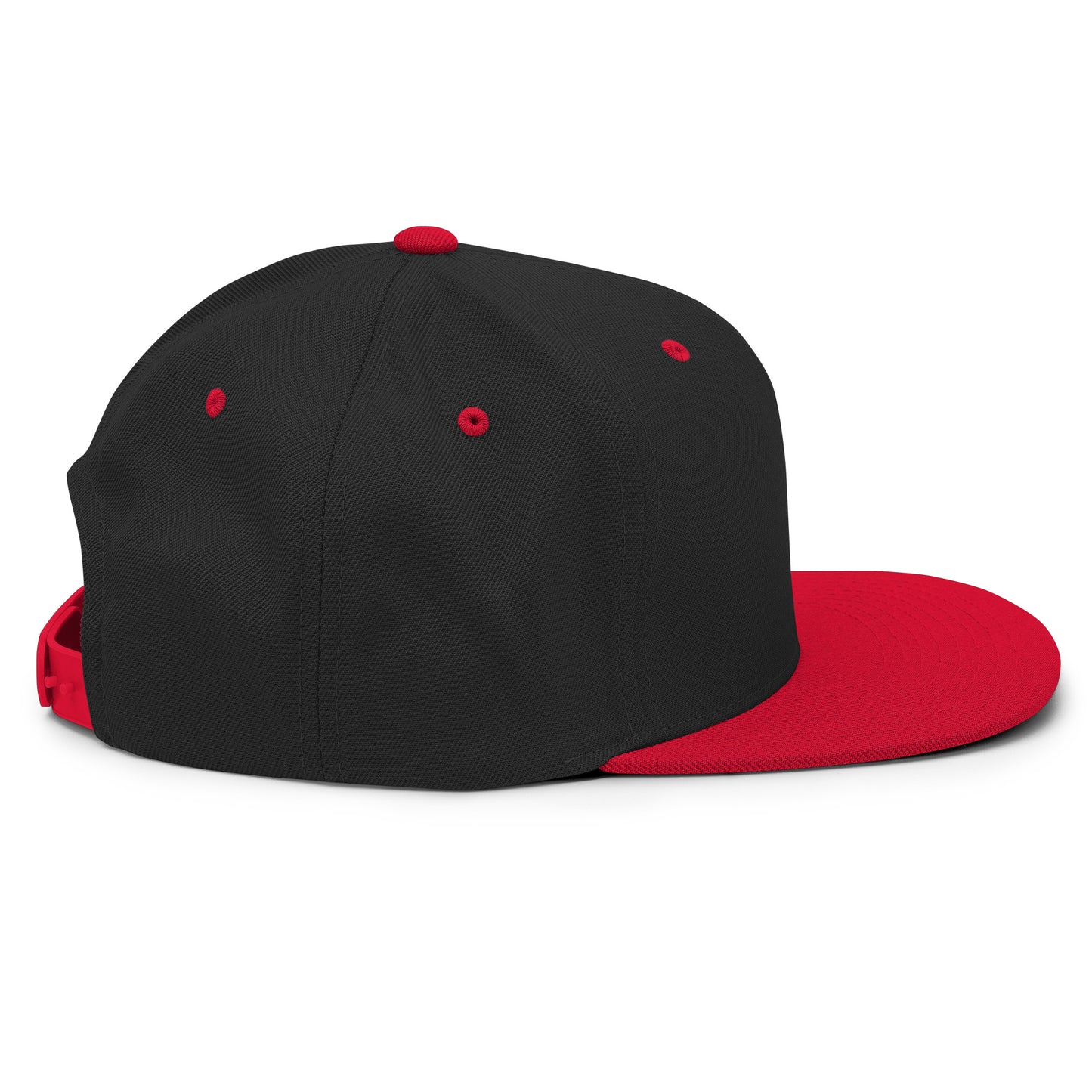 Baseball Edition structured snapback hat in black and red with flat brim and high-profile 6-panel crown | Our Game | An Athlete Trains 