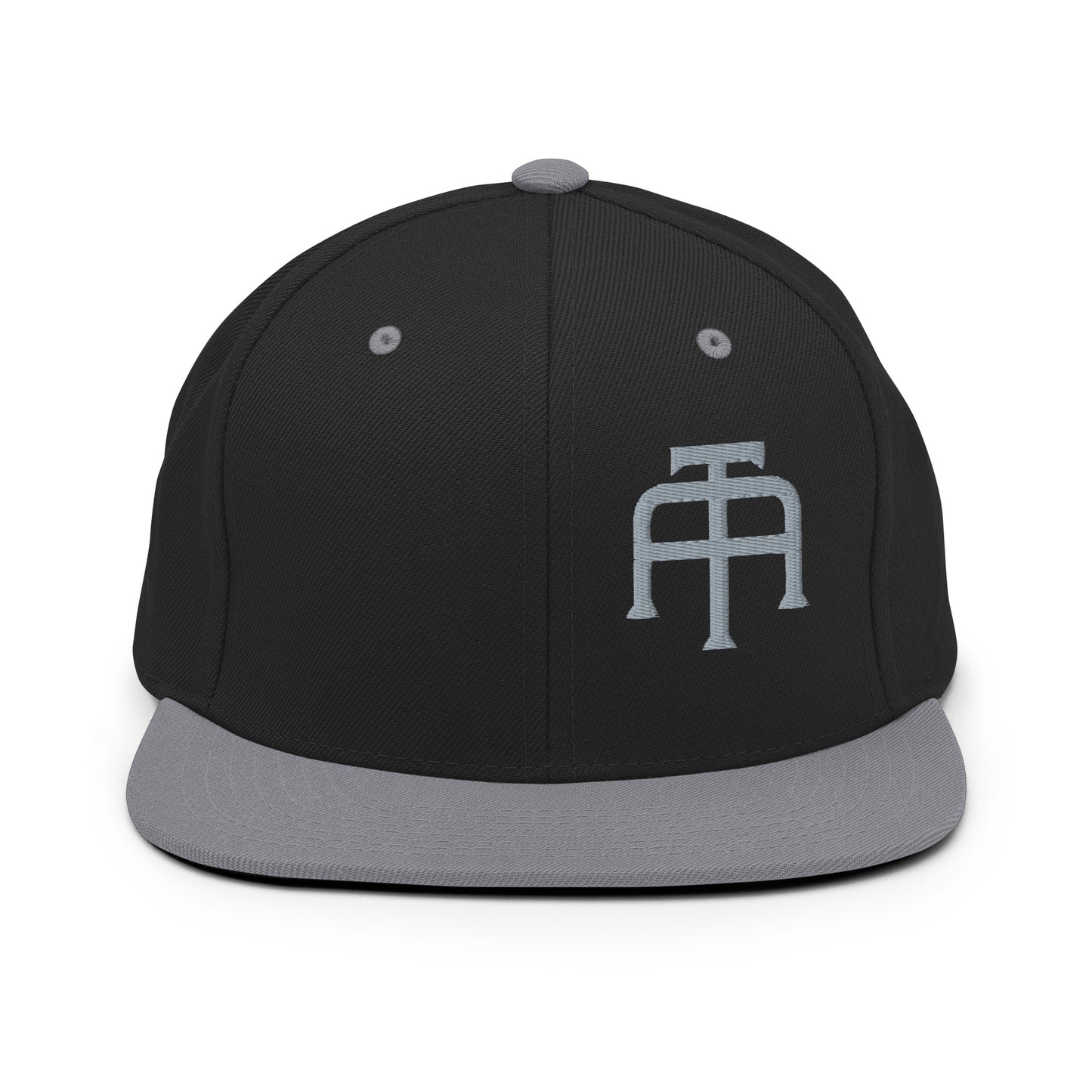 An Athlete Trains structured hat with a classic fit, flat brim, full buckram, and adjustable snap closure.