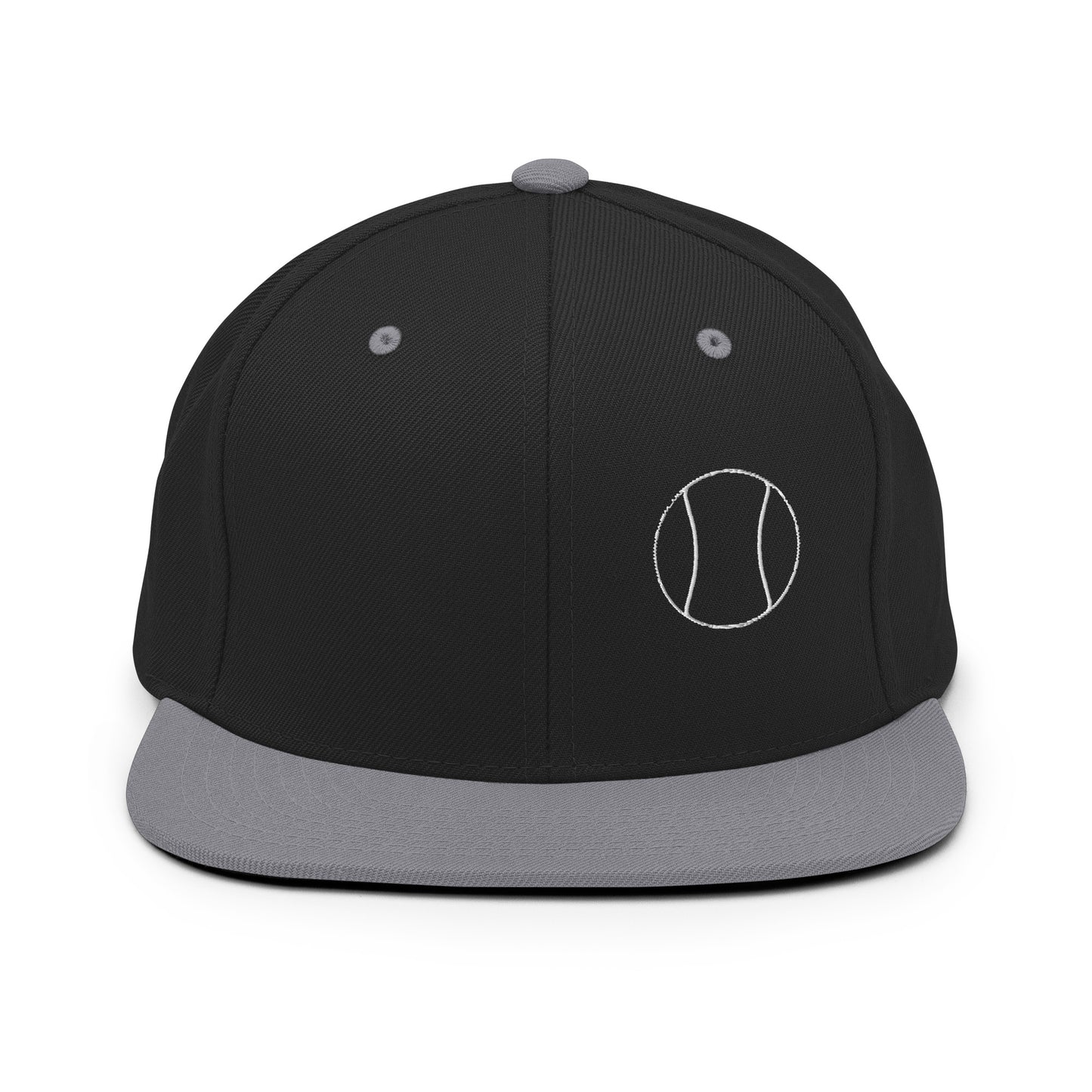 Tennis Edition structured snapback hat in black and silver with flat brim and high-profile 6-panel crown — Our Game collection