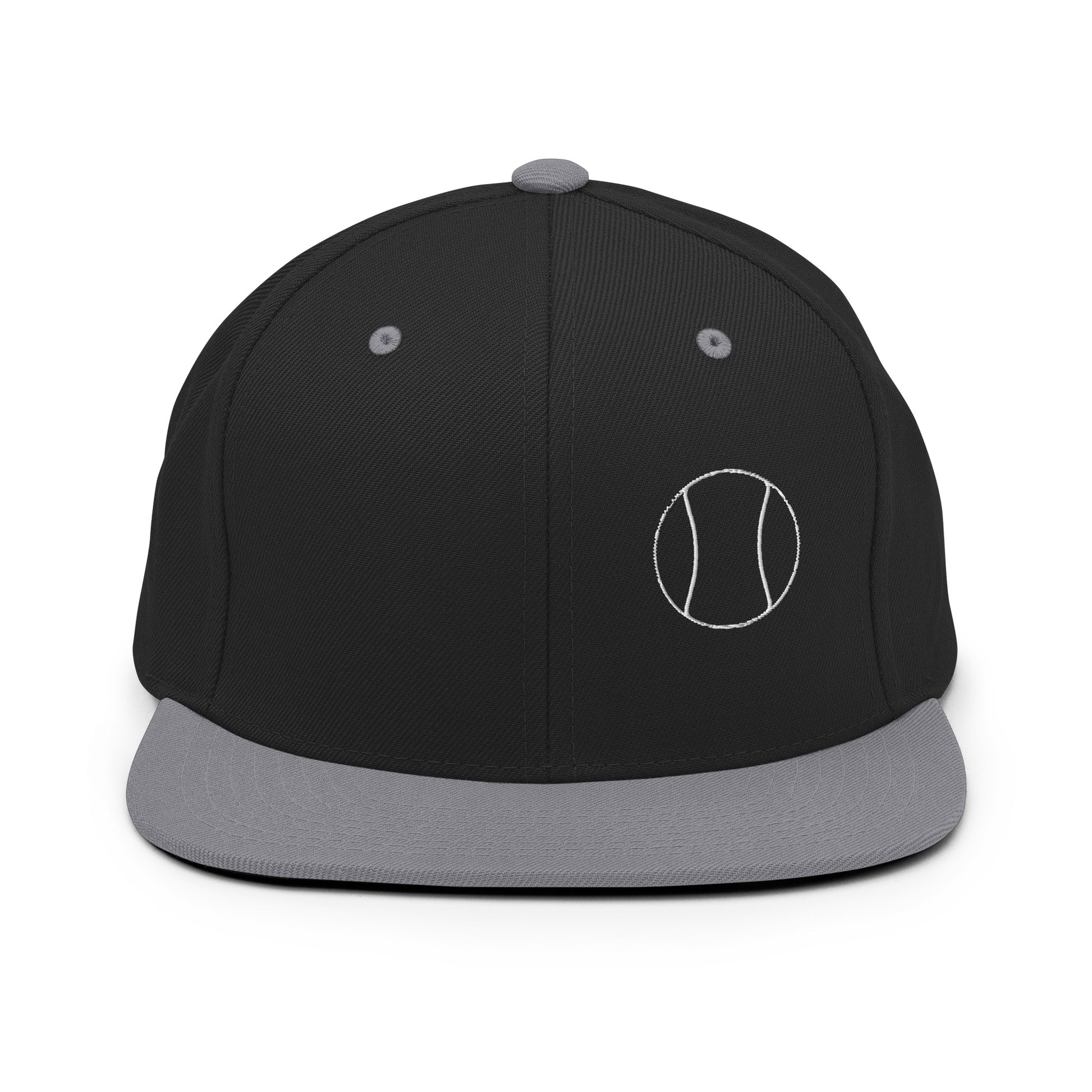 Tennis Edition structured snapback hat in black and silver with flat brim and high-profile 6-panel crown — Our Game collection