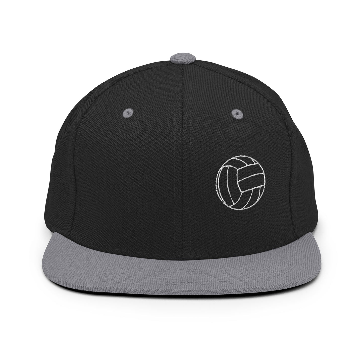 Volleyball Edition structured snapback hat in black and silver with flat brim and high-profile 6-panel crown — Our Game collection | An Athlete Trains