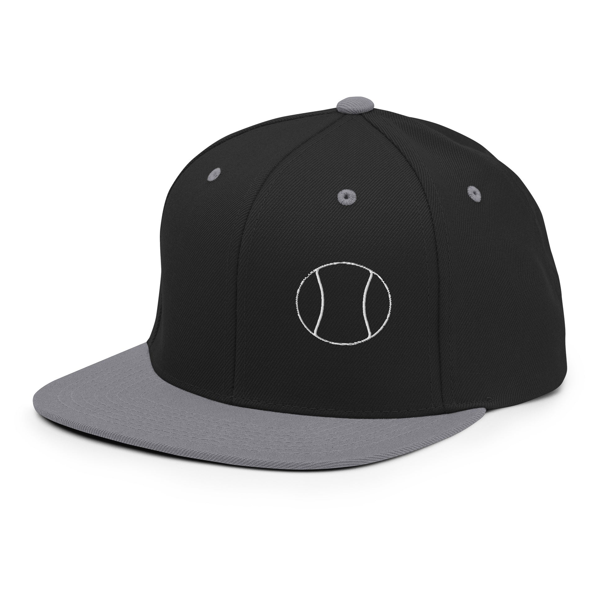 Tennis Edition structured snapback hat in black and silver with flat brim and high-profile 6-panel crown — Our Game collection