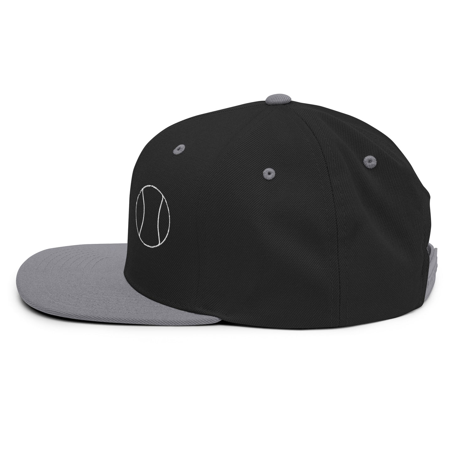 Tennis Edition structured snapback hat in black and silver with flat brim and high-profile 6-panel crown — Our Game collection