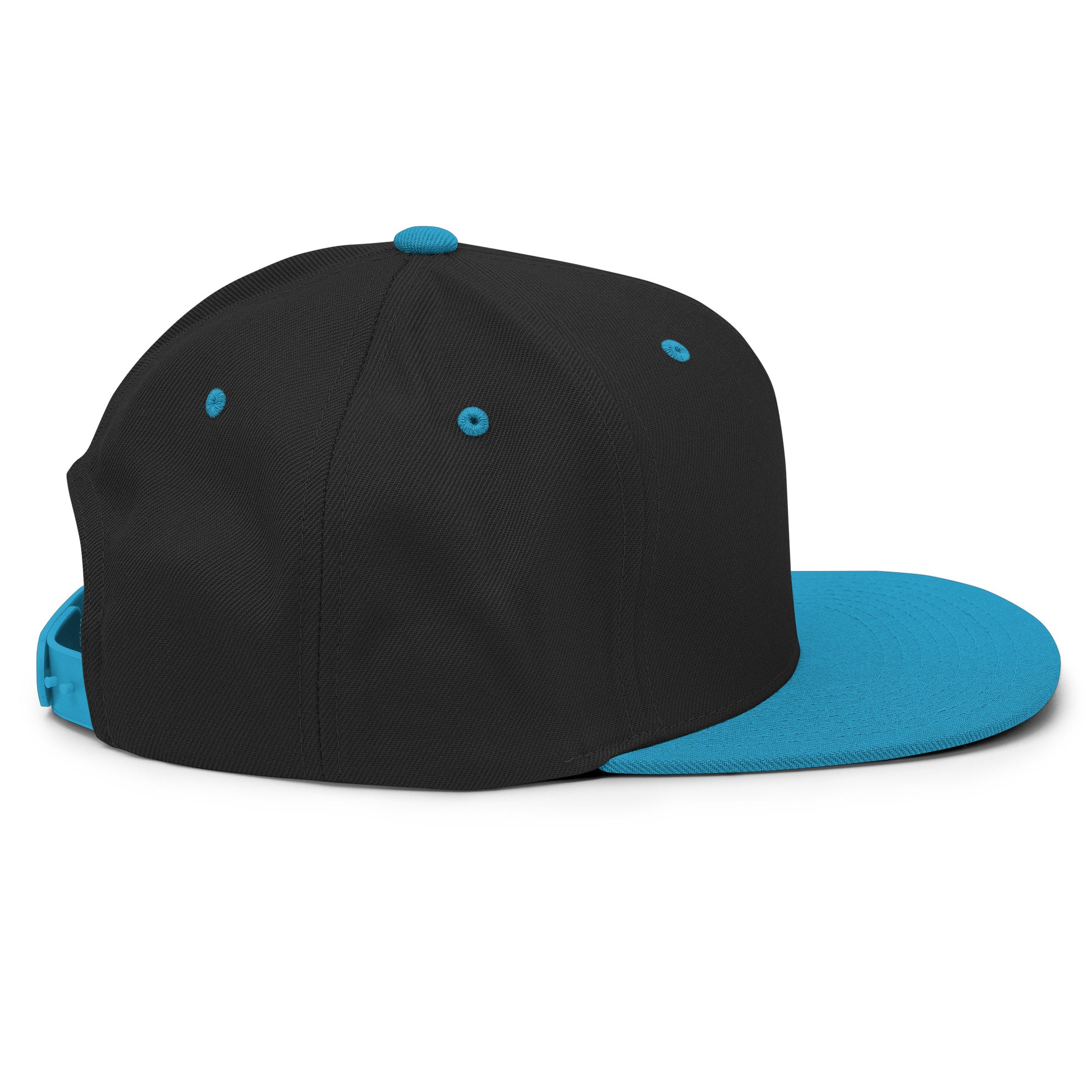 Baseball Edition structured snapback hat in black and teal with flat brim and high-profile 6-panel crown | Our Game | An Athlete Trains