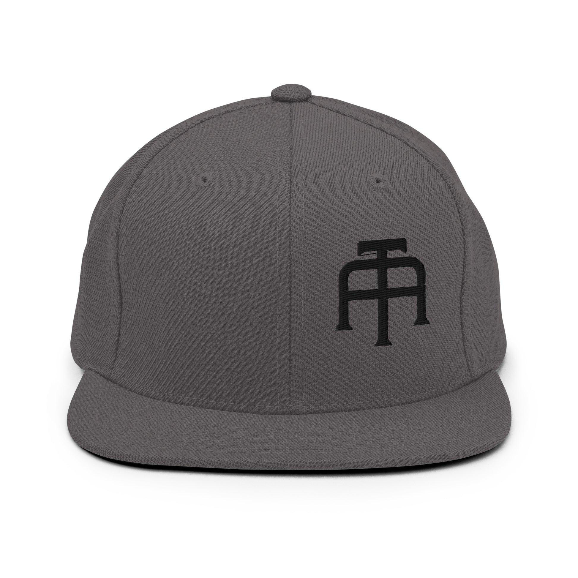 An Athlete Trains structured hat with a classic fit, flat brim, full buckram, and adjustable snap closure.