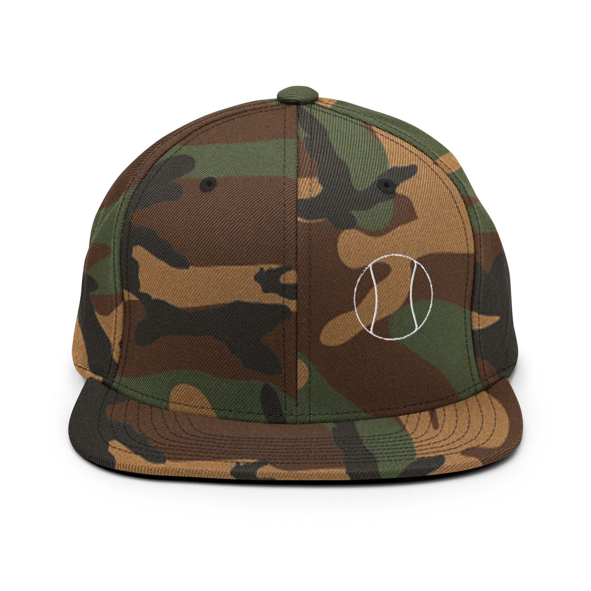 Tennis Edition structured snapback hat in camo with flat brim and high-profile 6-panel crown — Our Game collection