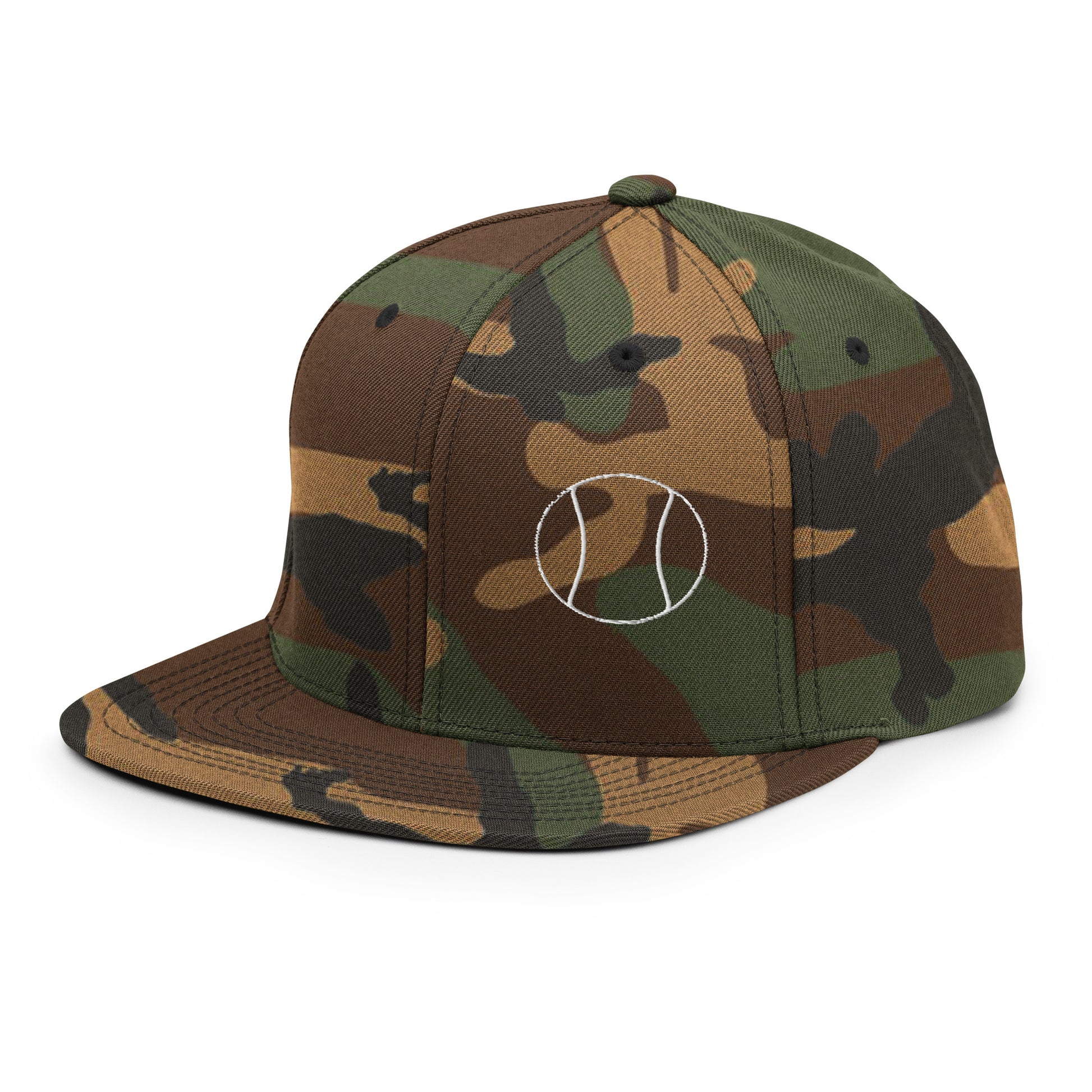 Tennis Edition structured snapback hat in camo with flat brim and high-profile 6-panel crown — Our Game collection