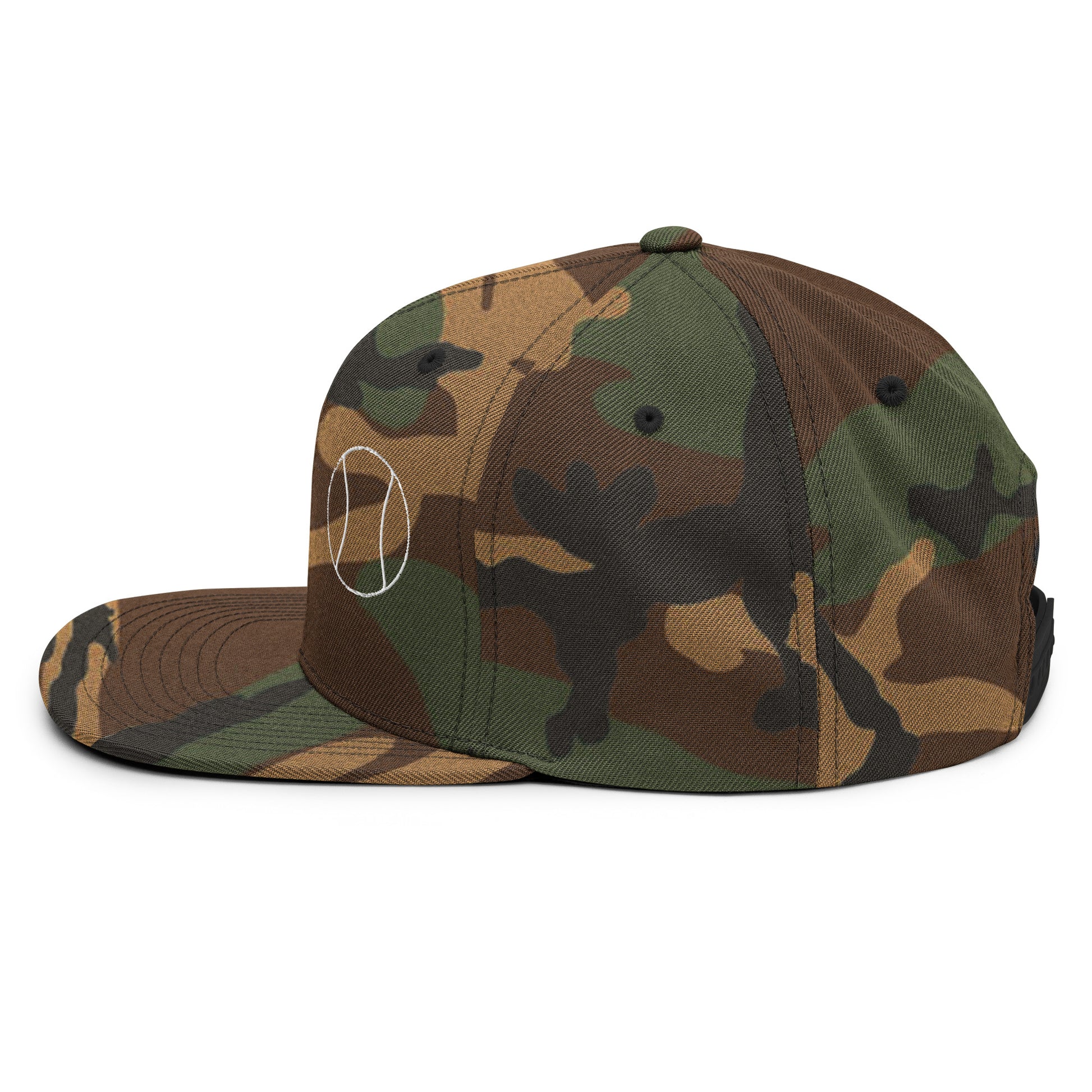 Tennis Edition structured snapback hat in camo with flat brim and high-profile 6-panel crown — Our Game collection