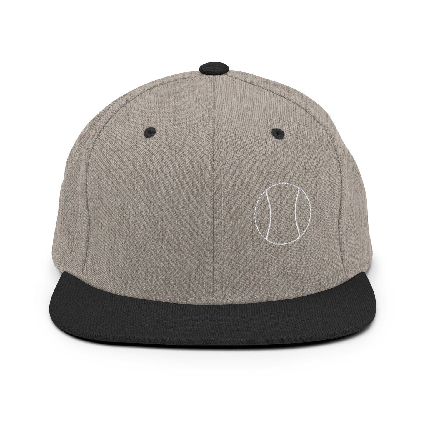 Tennis Edition structured snapback hat in heather gray and black with flat brim and high-profile 6-panel crown — Our Game collection