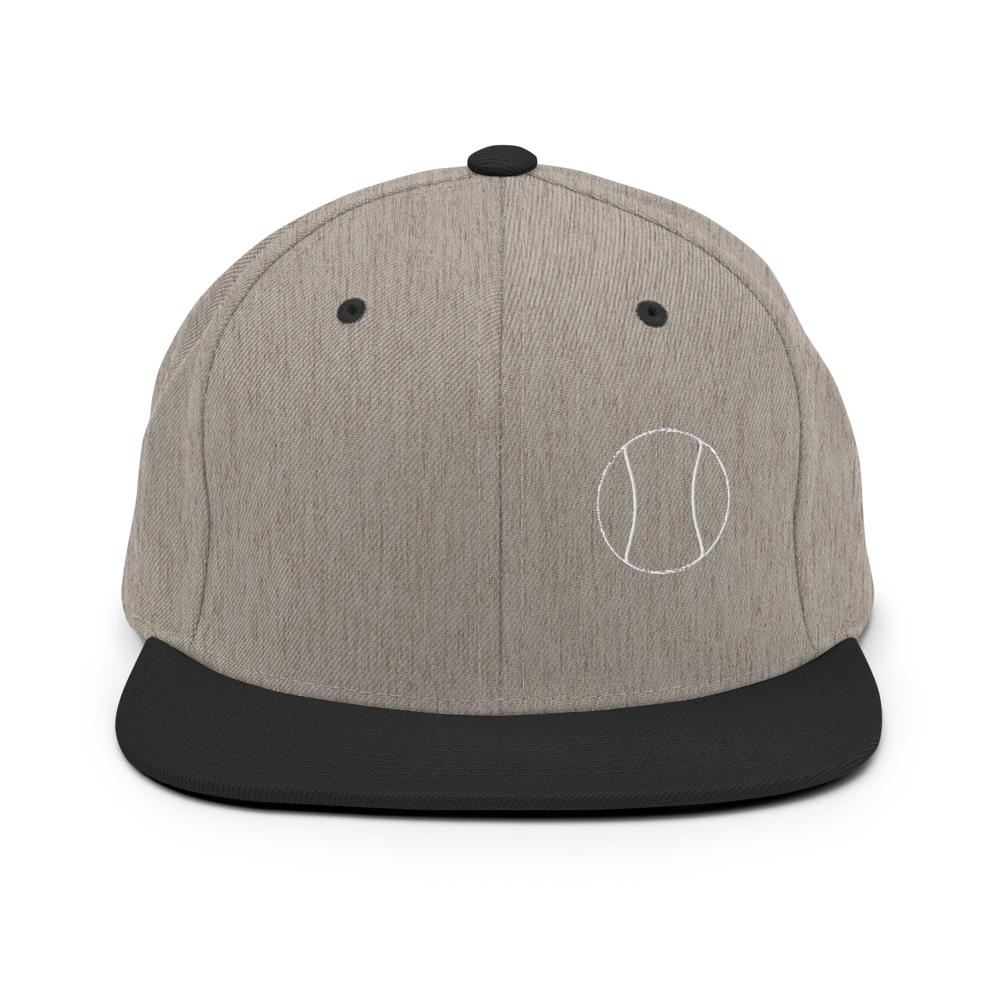 Tennis Edition structured snapback hat in heather gray and black with flat brim and high-profile 6-panel crown — Our Game collection