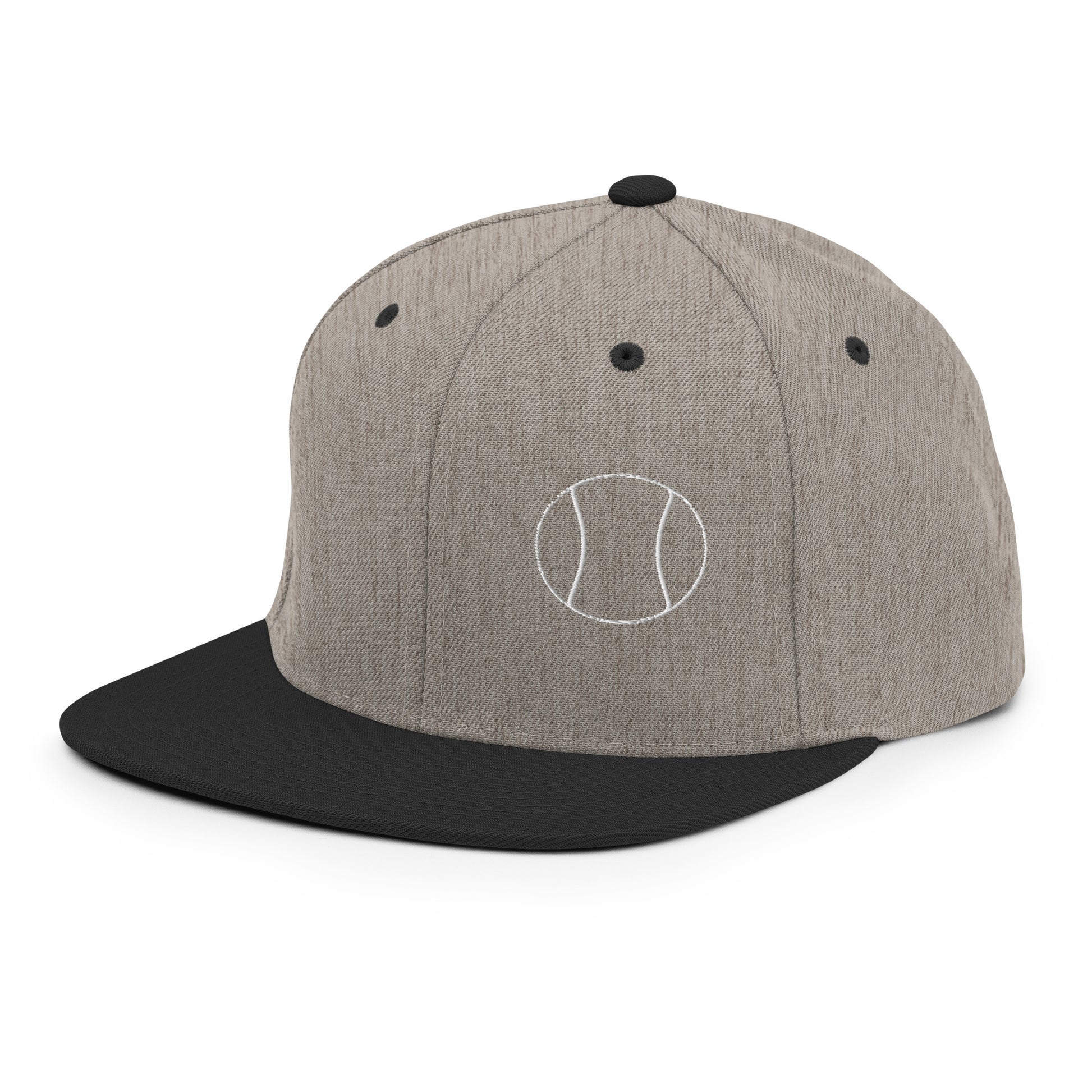 Tennis Edition structured snapback hat in heather gray and black with flat brim and high-profile 6-panel crown — Our Game collection