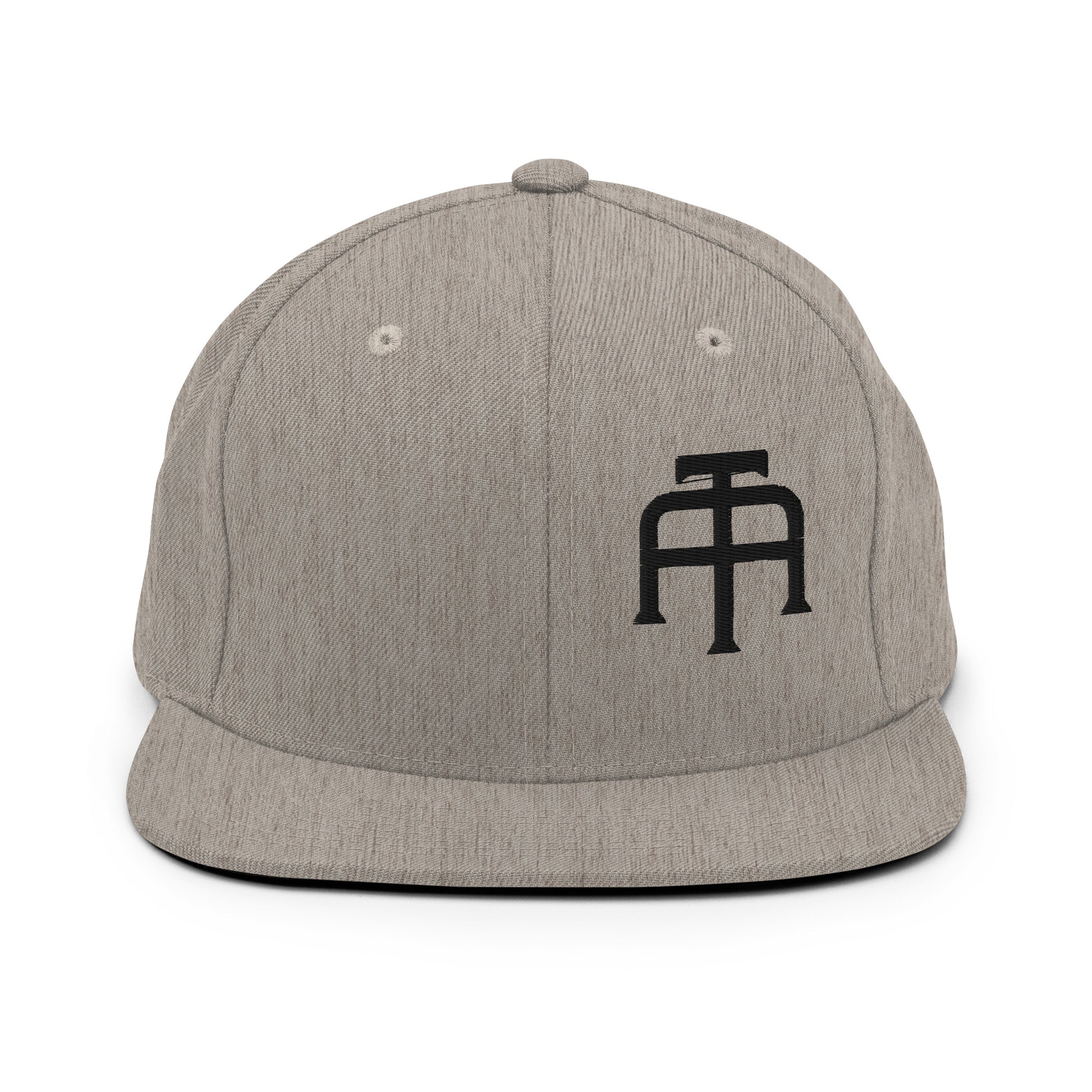 An Athlete Trains structured hat with a classic fit, flat brim, full buckram, and adjustable snap closure.