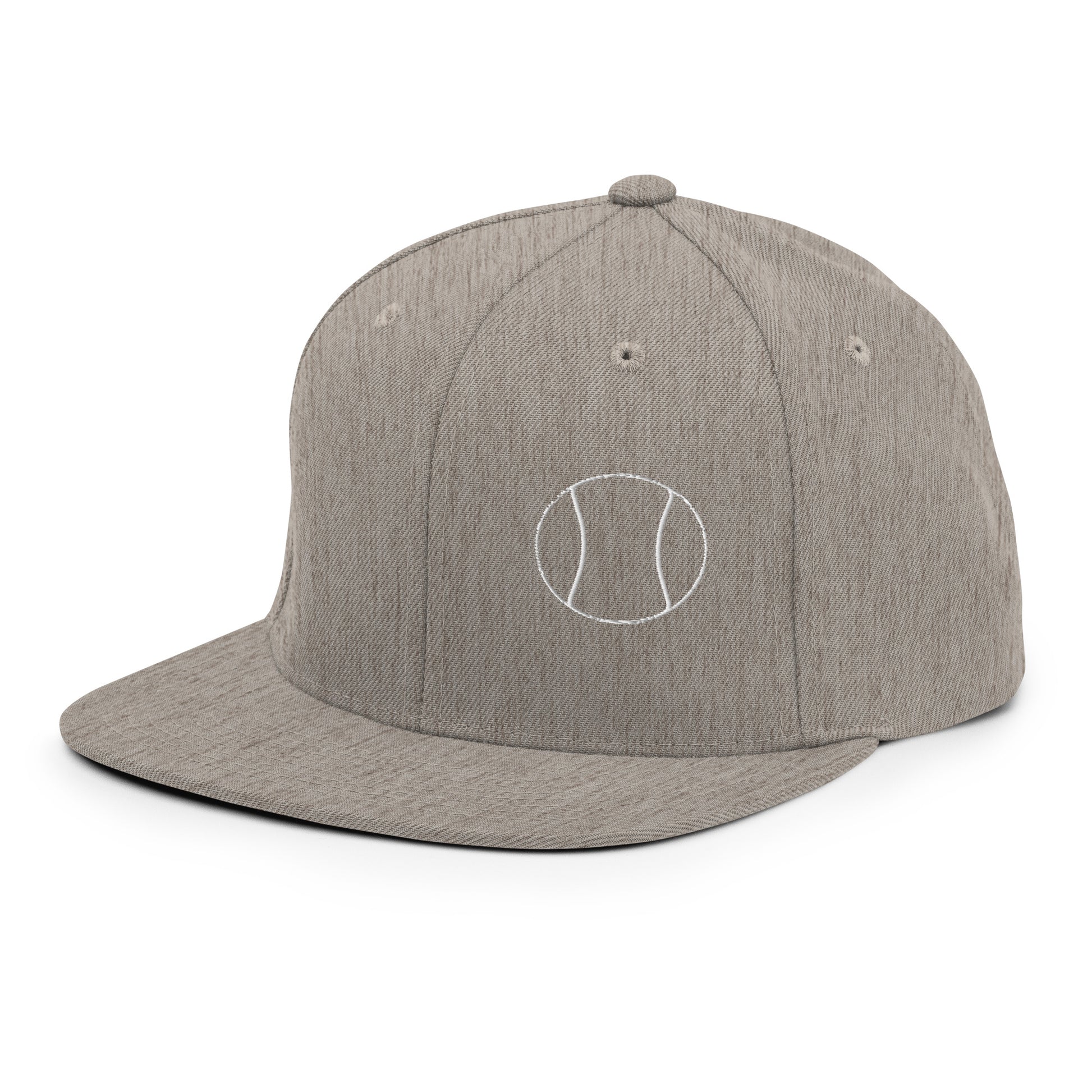 Tennis Edition structured snapback hat in heather gray with flat brim and high-profile 6-panel crown — Our Game collection