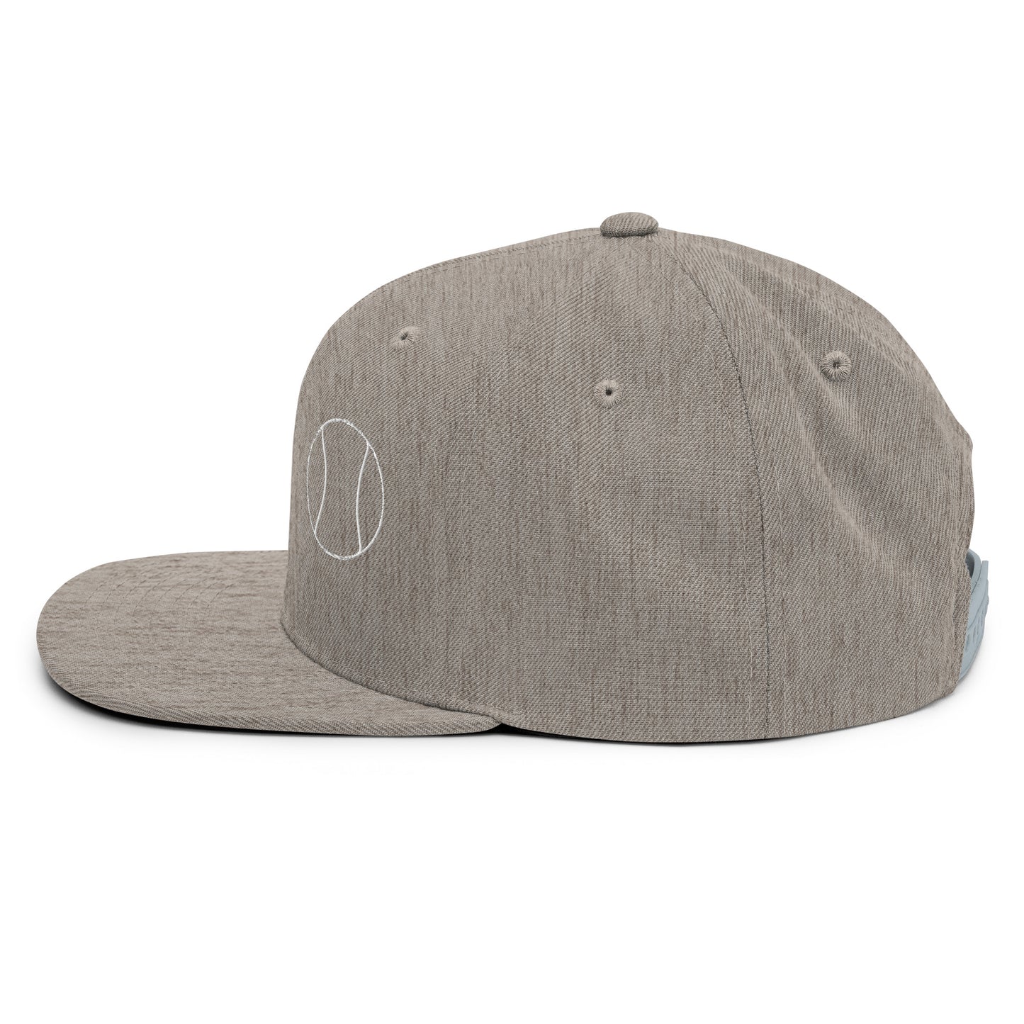 Tennis Edition structured snapback hat in heather gray with flat brim and high-profile 6-panel crown — Our Game collection