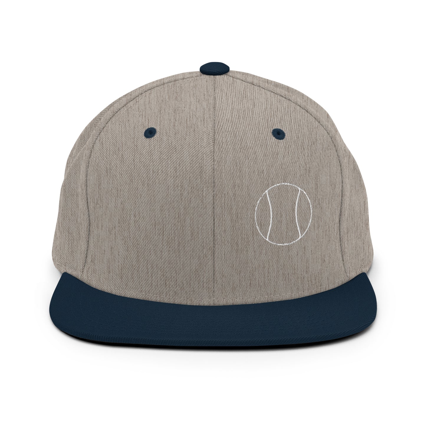 Tennis Edition structured snapback hat in heather gray and navy with flat brim and high-profile 6-panel crown — Our Game collection
