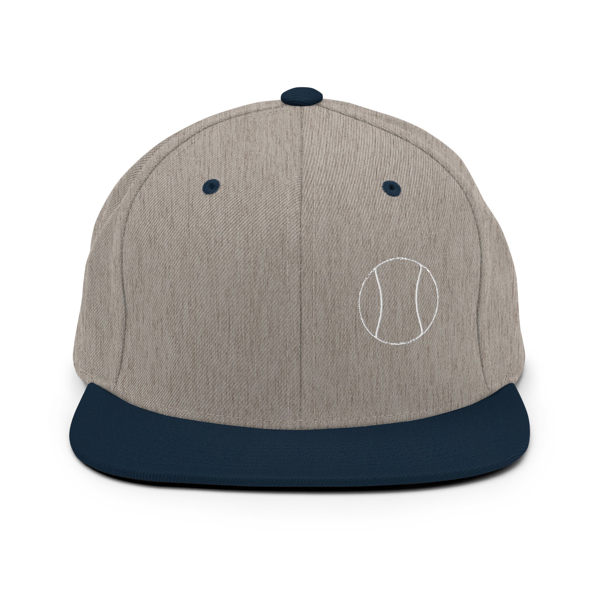 Tennis Edition structured snapback hat in heather gray and navy with flat brim and high-profile 6-panel crown — Our Game collection