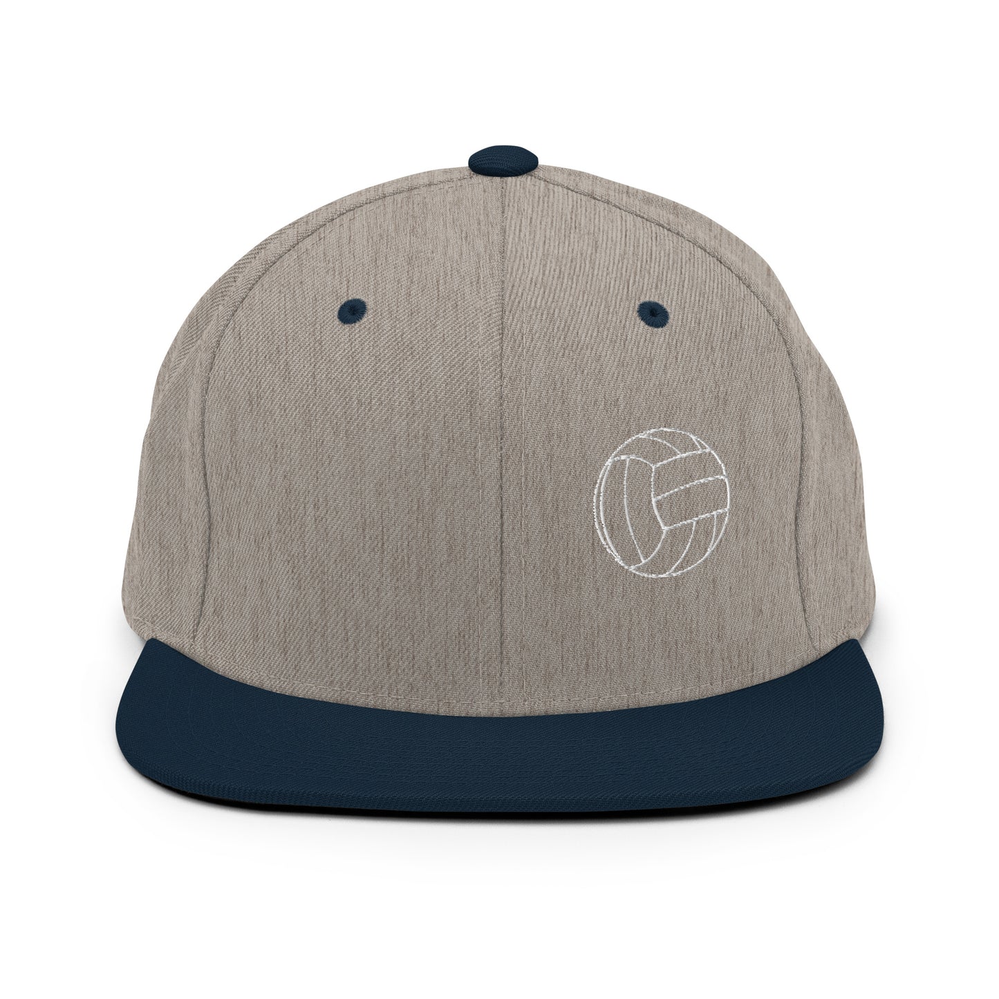 Volleyball Edition structured snapback hat in heather gray and blue with flat brim and high-profile 6-panel crown — Our Game collection | An Athlete Trains