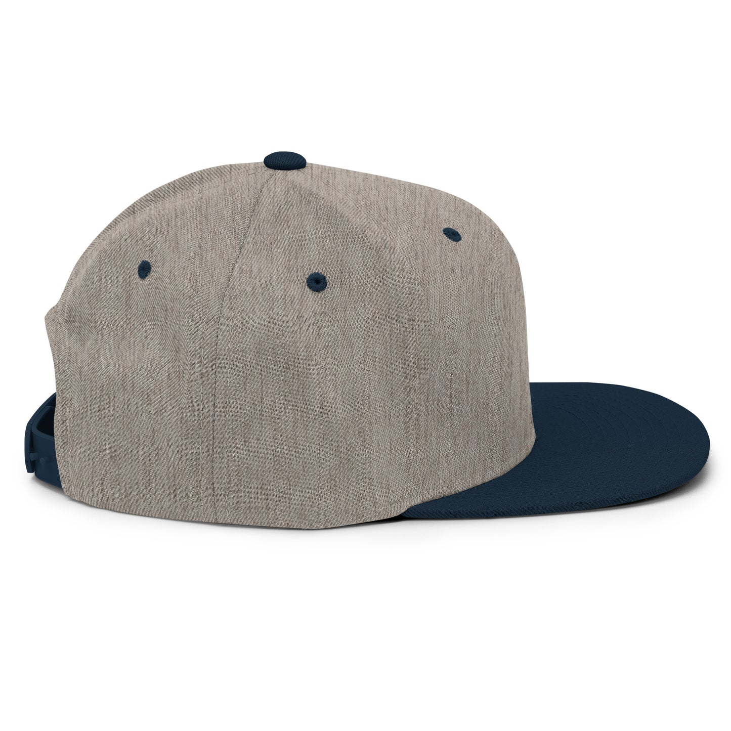 Baseball Edition structured snapback hat in heather gray and navy with flat brim and high-profile 6-panel crown | Our Game | An Athlete Trains