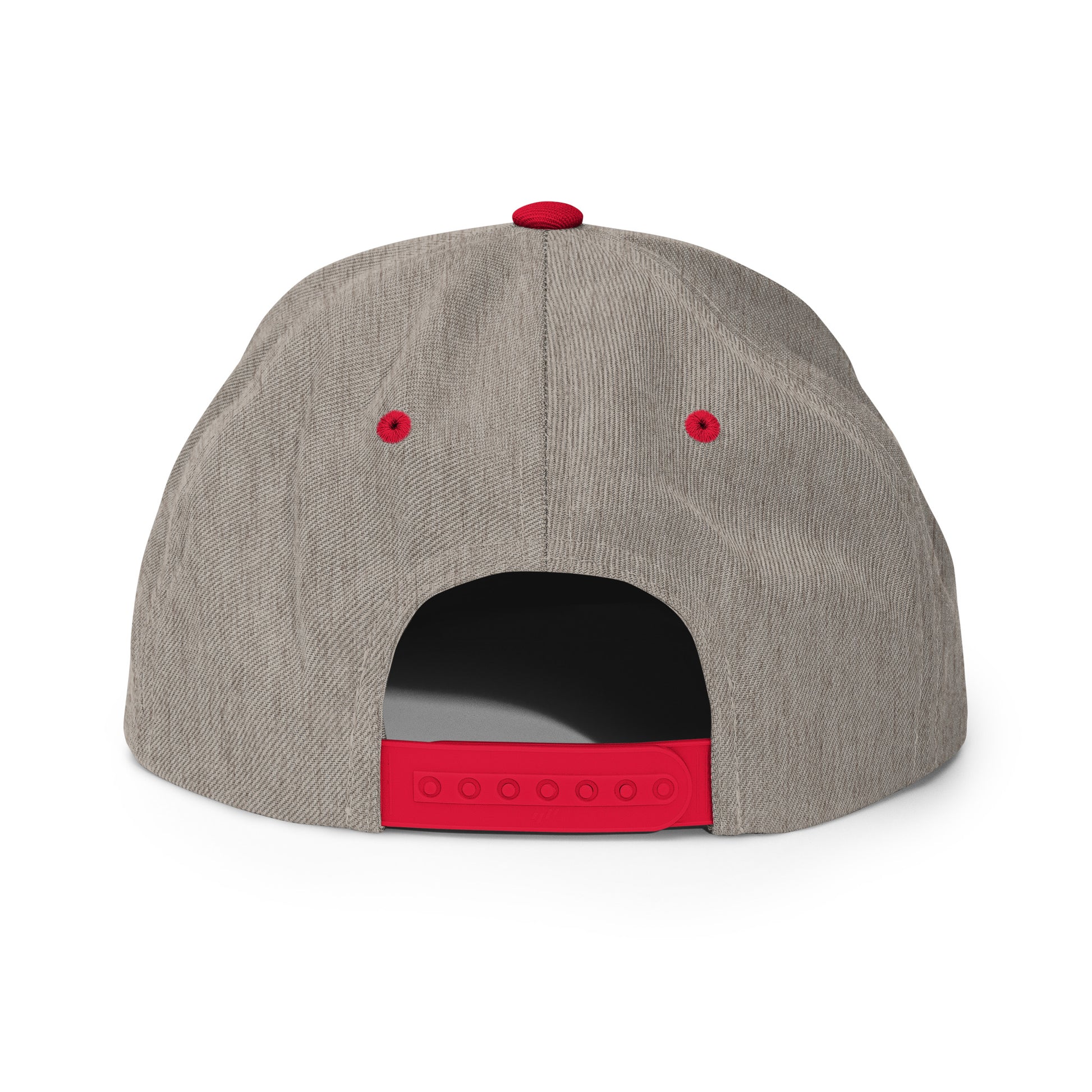 Volleyball Edition structured snapback hat in heather gray and red with flat brim and high-profile 6-panel crown — Our Game collection | An Athlete Trains