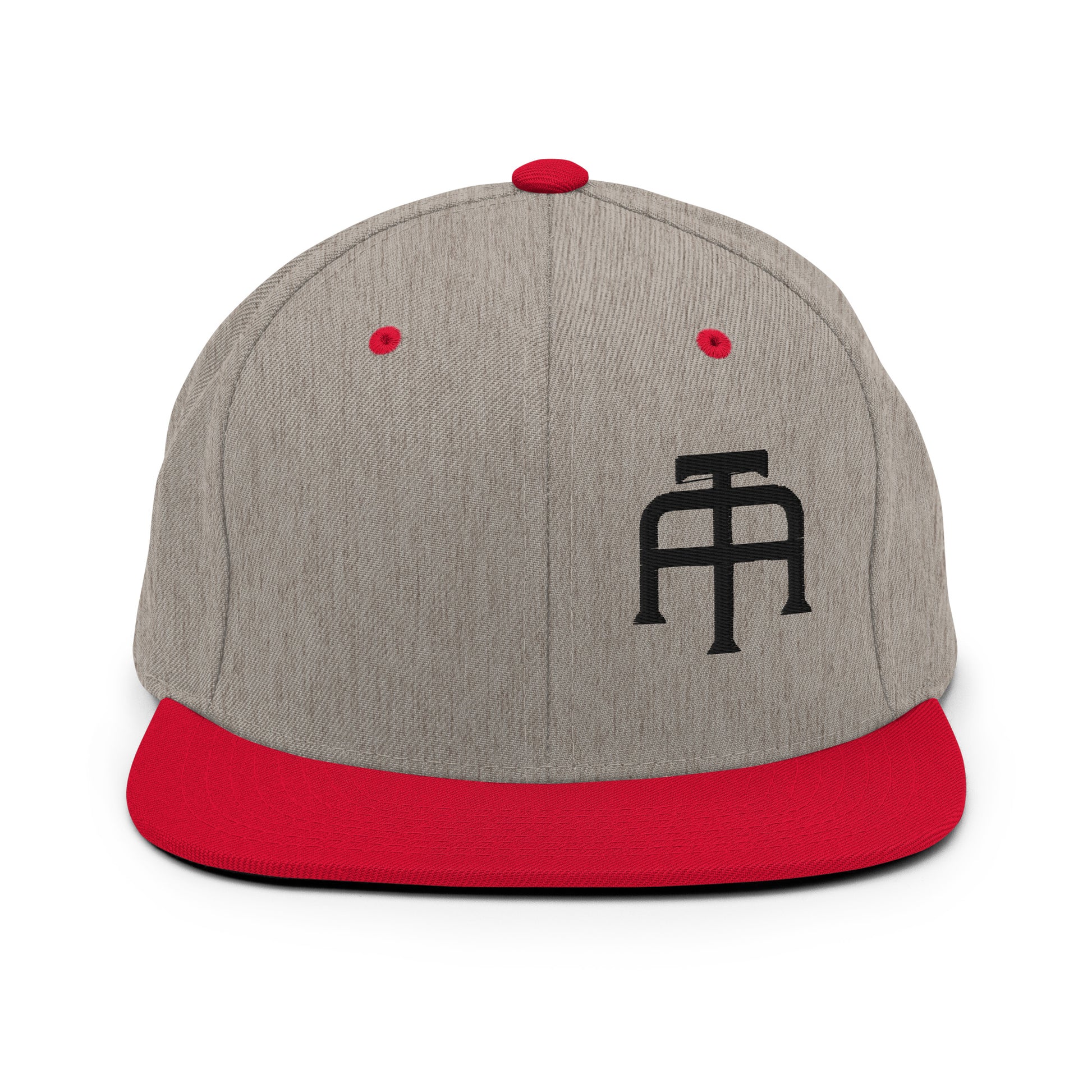 An Athlete Trains structured hat with a classic fit, flat brim, full buckram, and adjustable snap closure.