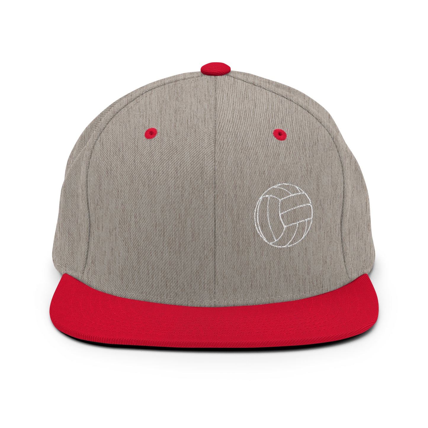 Volleyball Edition structured snapback hat in heather gray and red with flat brim and high-profile 6-panel crown — Our Game collection | An Athlete Trains