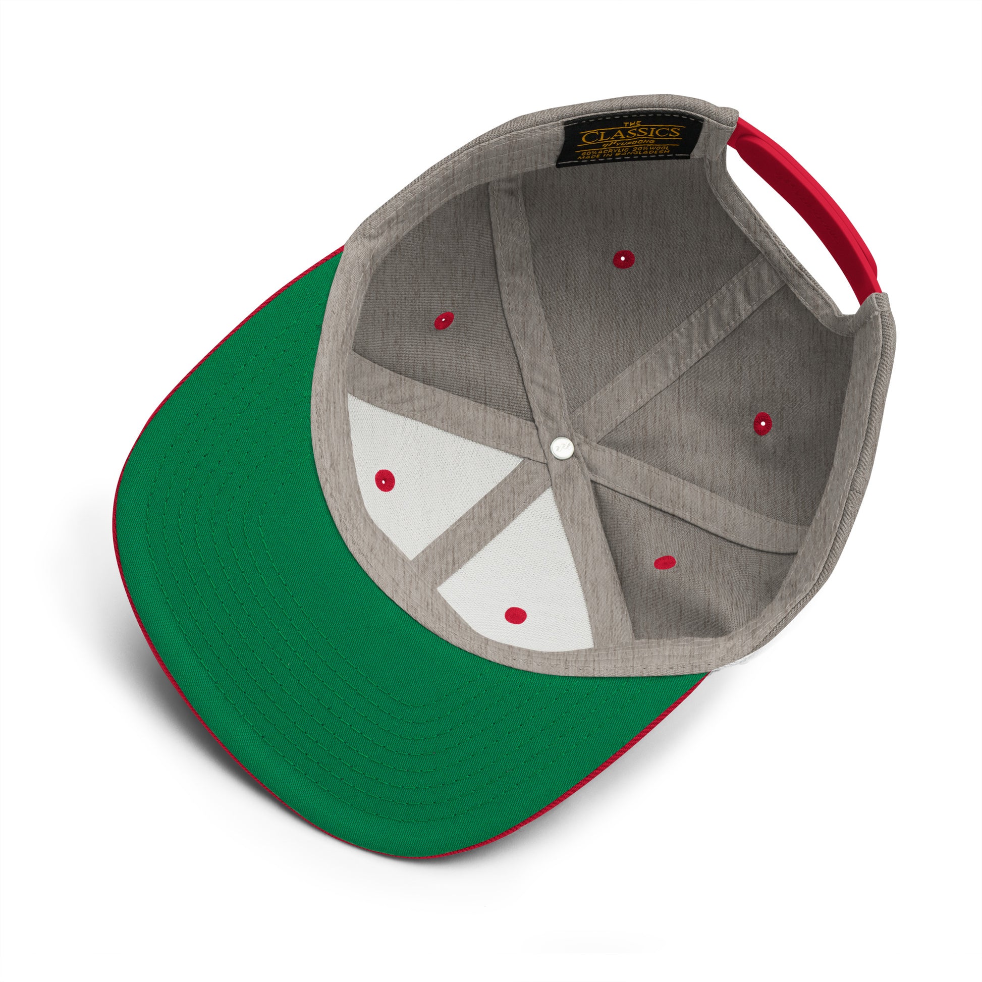 An Athlete Trains structured hat with a classic fit, flat brim, full buckram, and adjustable snap closure.