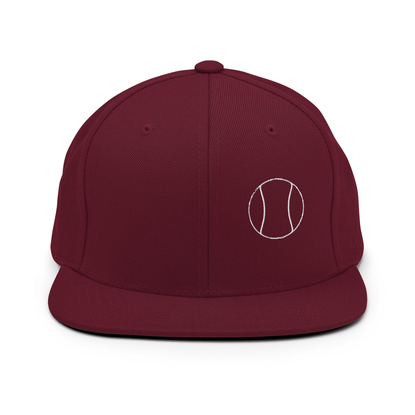 Tennis Edition structured snapback hat in maroon with flat brim and high-profile 6-panel crown — Our Game collection