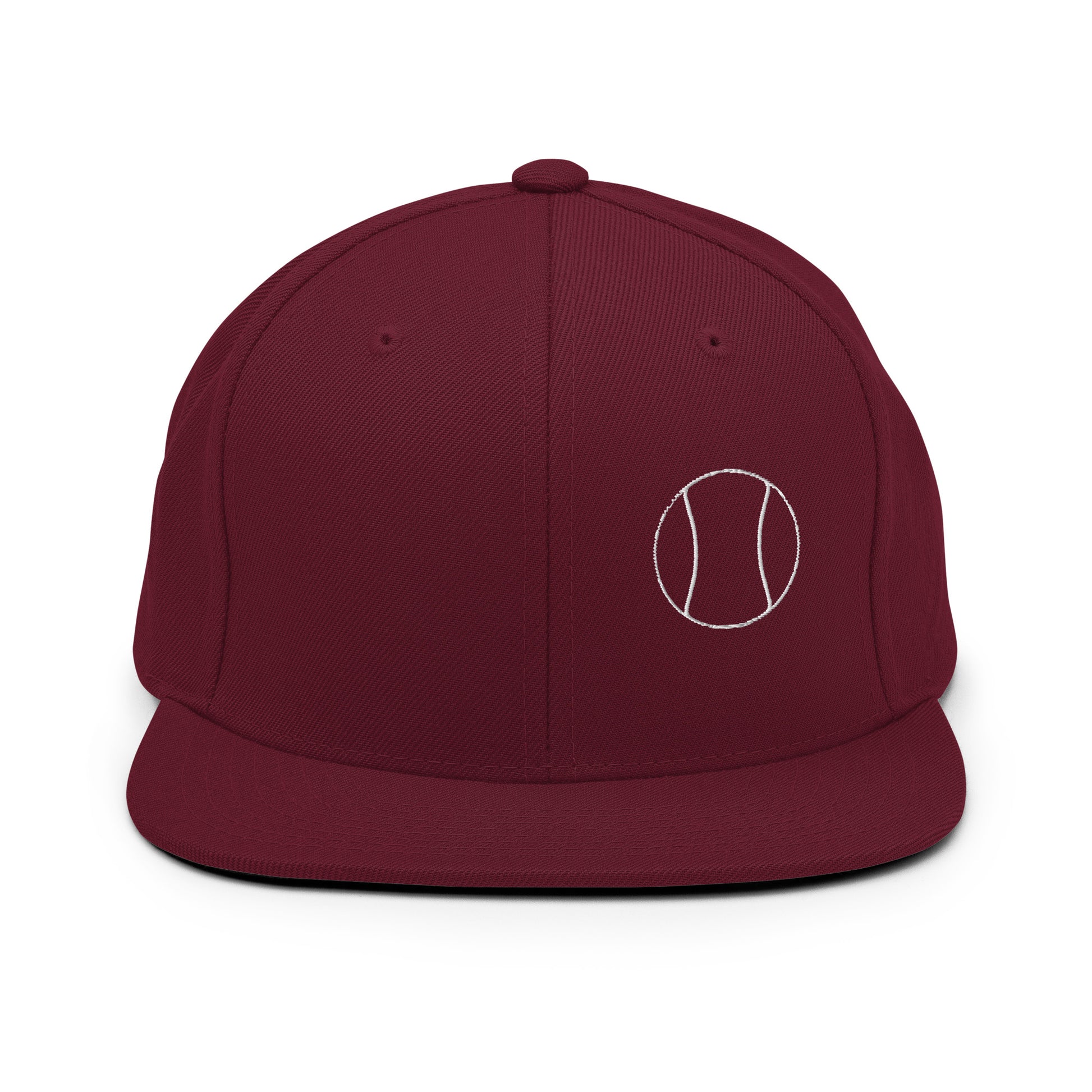 Tennis Edition structured snapback hat in maroon with flat brim and high-profile 6-panel crown — Our Game collection