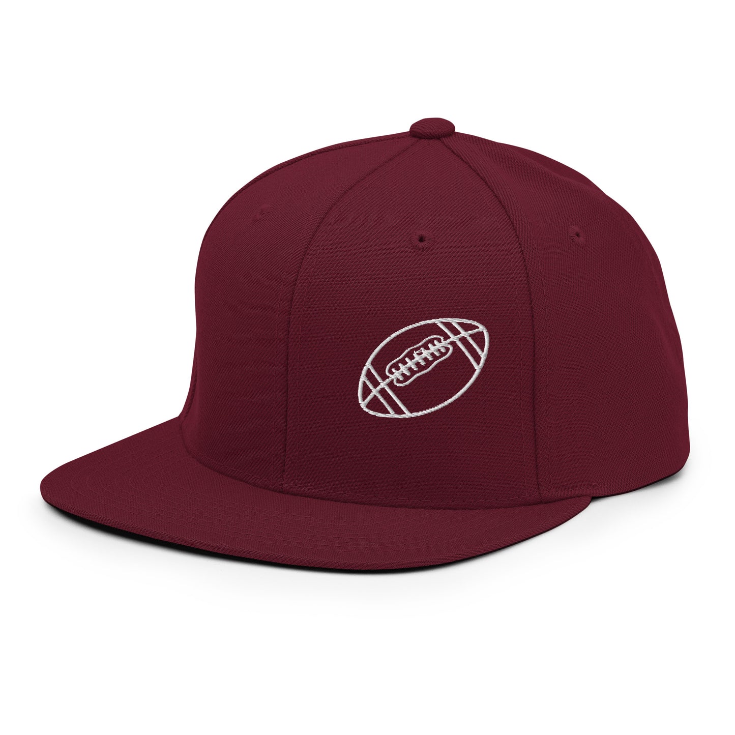 Football Edition structured snapback hat in maroon with flat brim and high-profile 6-panel crown | Our Game | An Athlete Trains
