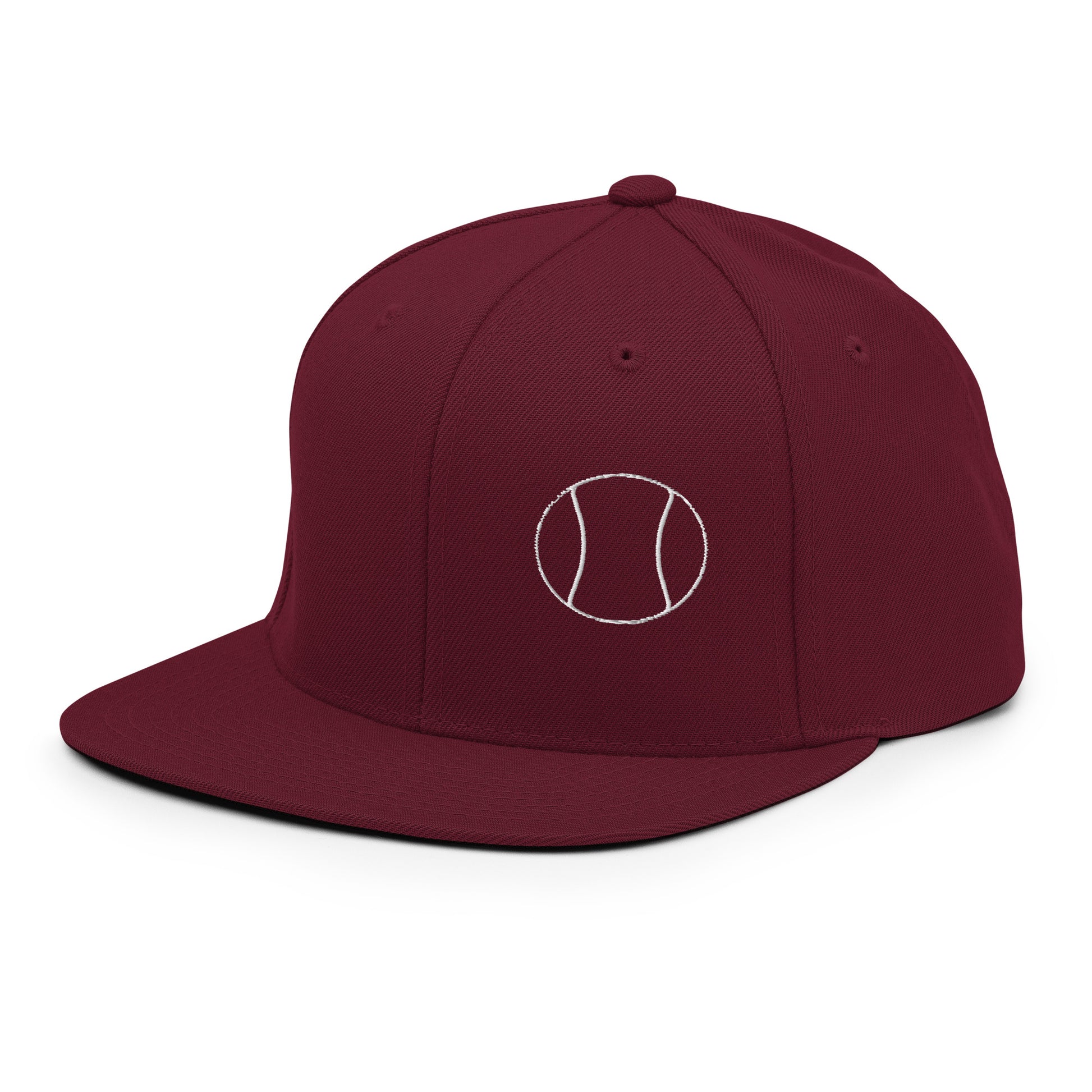 Tennis Edition structured snapback hat in maroon with flat brim and high-profile 6-panel crown — Our Game collection