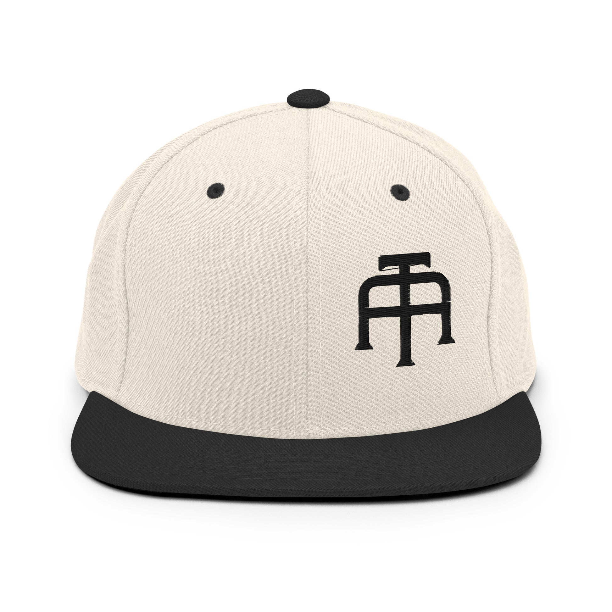 An Athlete Trains structured hat with a classic fit, flat brim, full buckram, and adjustable snap closure.