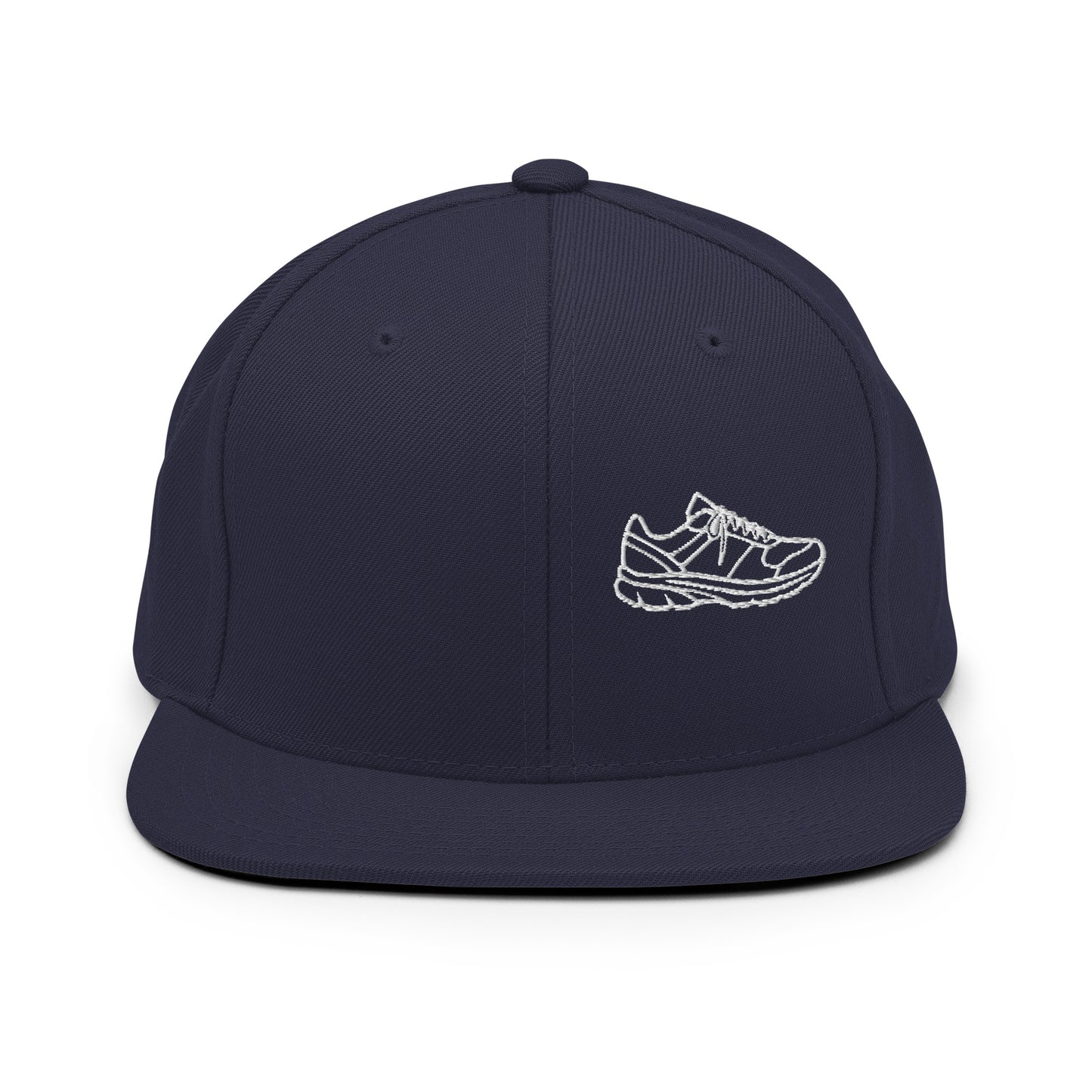 Running Edition structured snapback hat in navy with flat brim and high-profile 6-panel crown | Our Game | An Athlete Trains