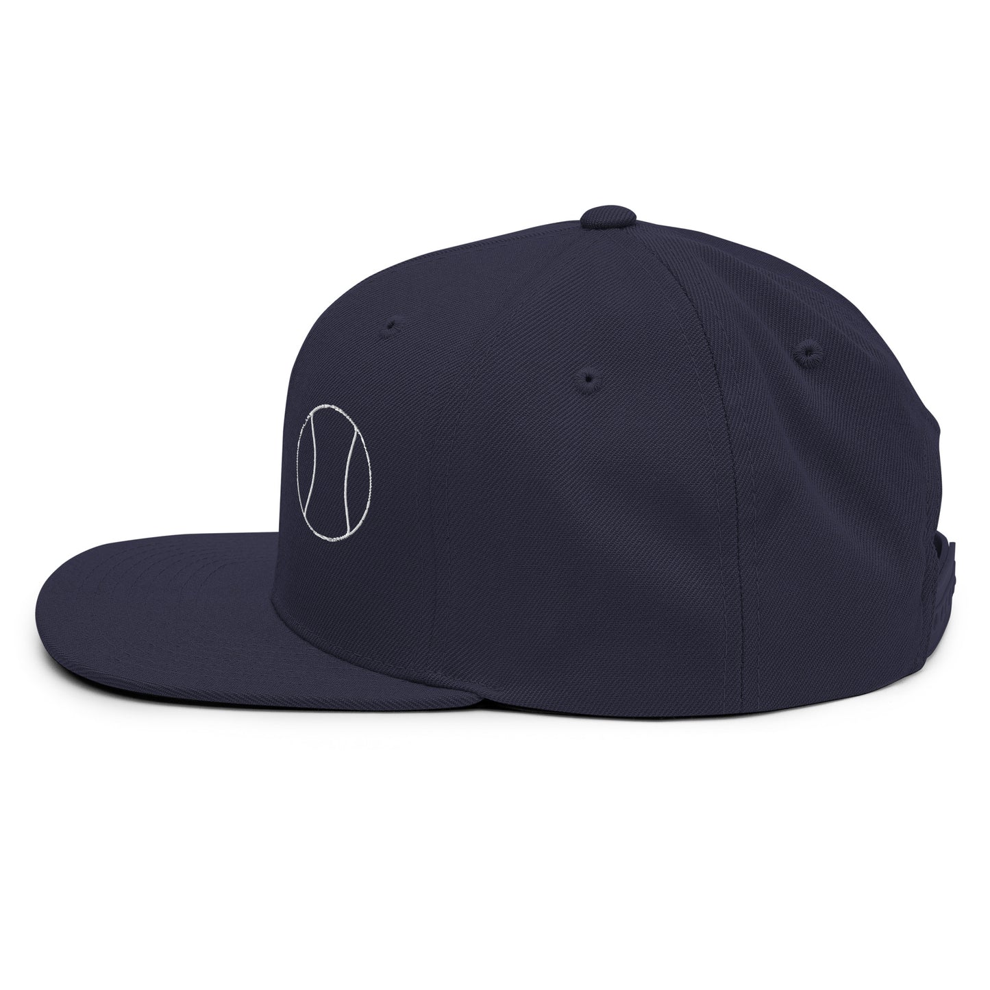 Tennis Edition structured snapback hat in navy with flat brim and high-profile 6-panel crown — Our Game collection