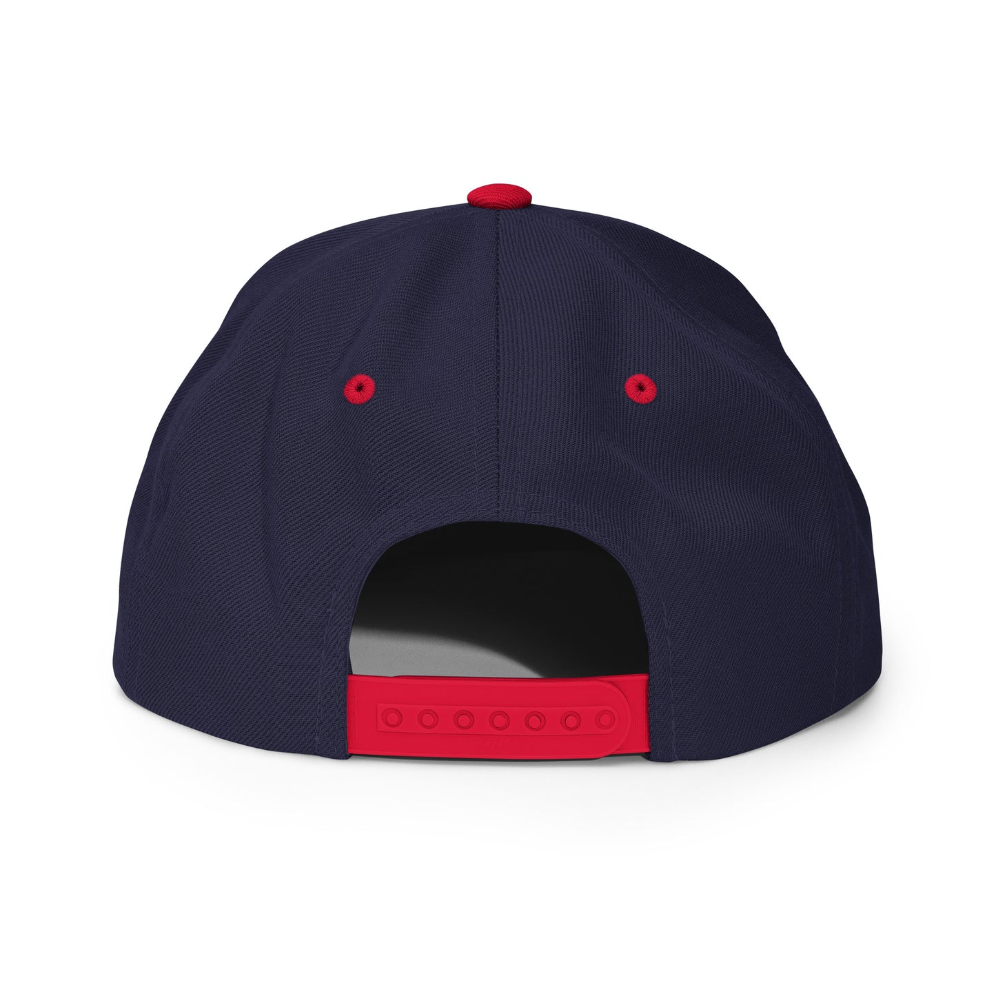 Baseball Edition structured snapback hat in navy and red with flat brim and high-profile 6-panel crown | Our Game | An Athlete Trains