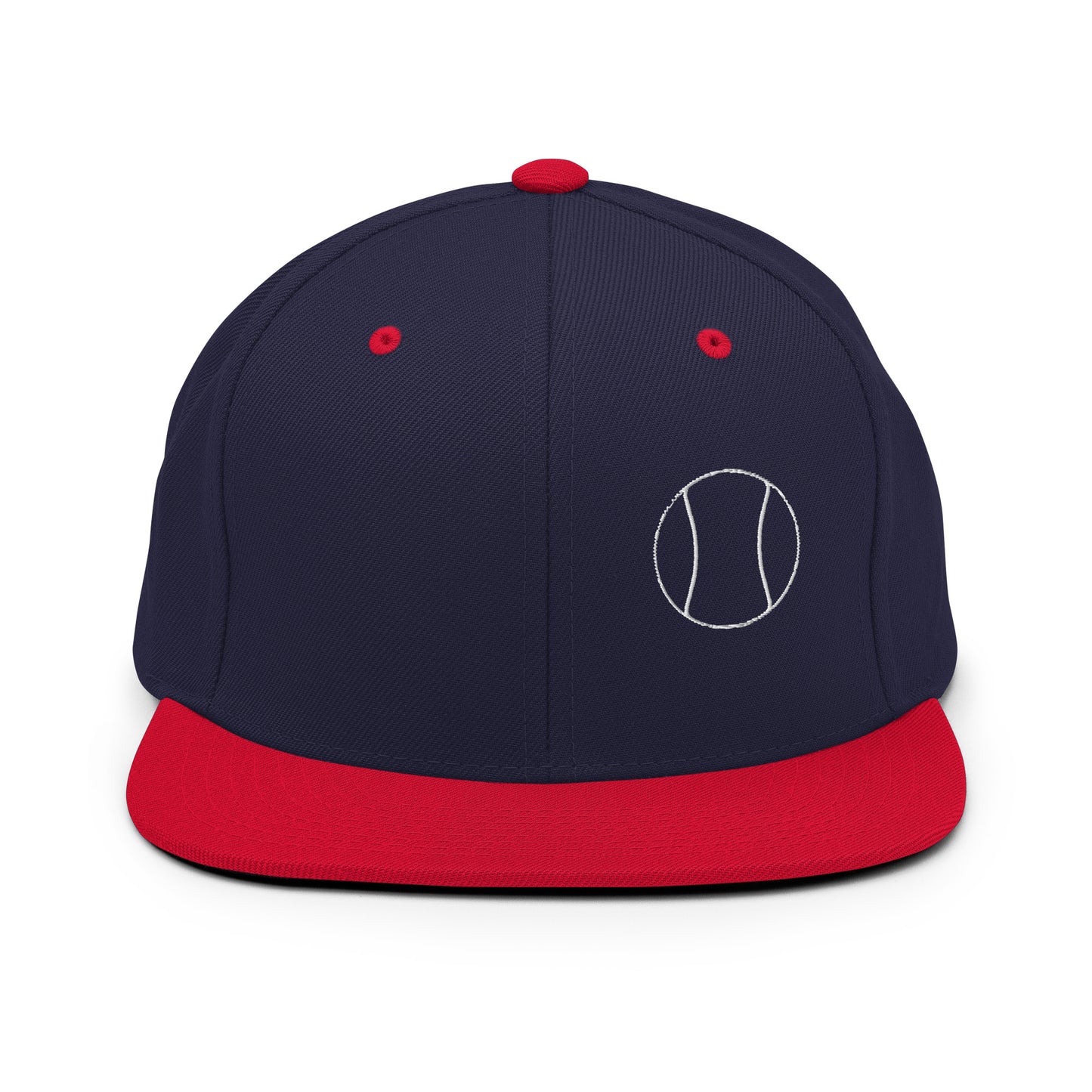 Tennis Edition structured snapback hat in navy and red with flat brim and high-profile 6-panel crown — Our Game collection