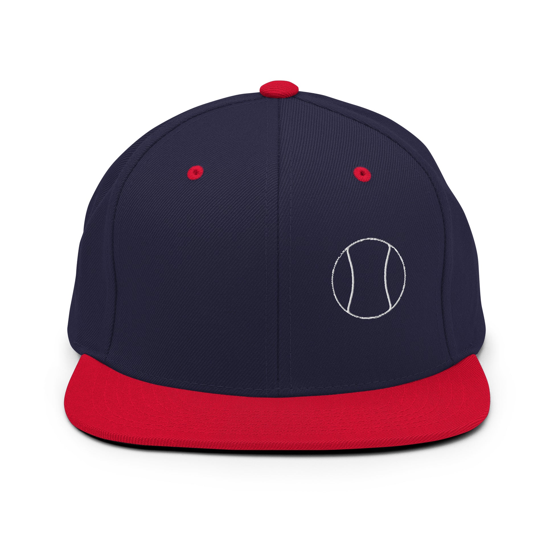 Tennis Edition structured snapback hat in navy and red with flat brim and high-profile 6-panel crown — Our Game collection