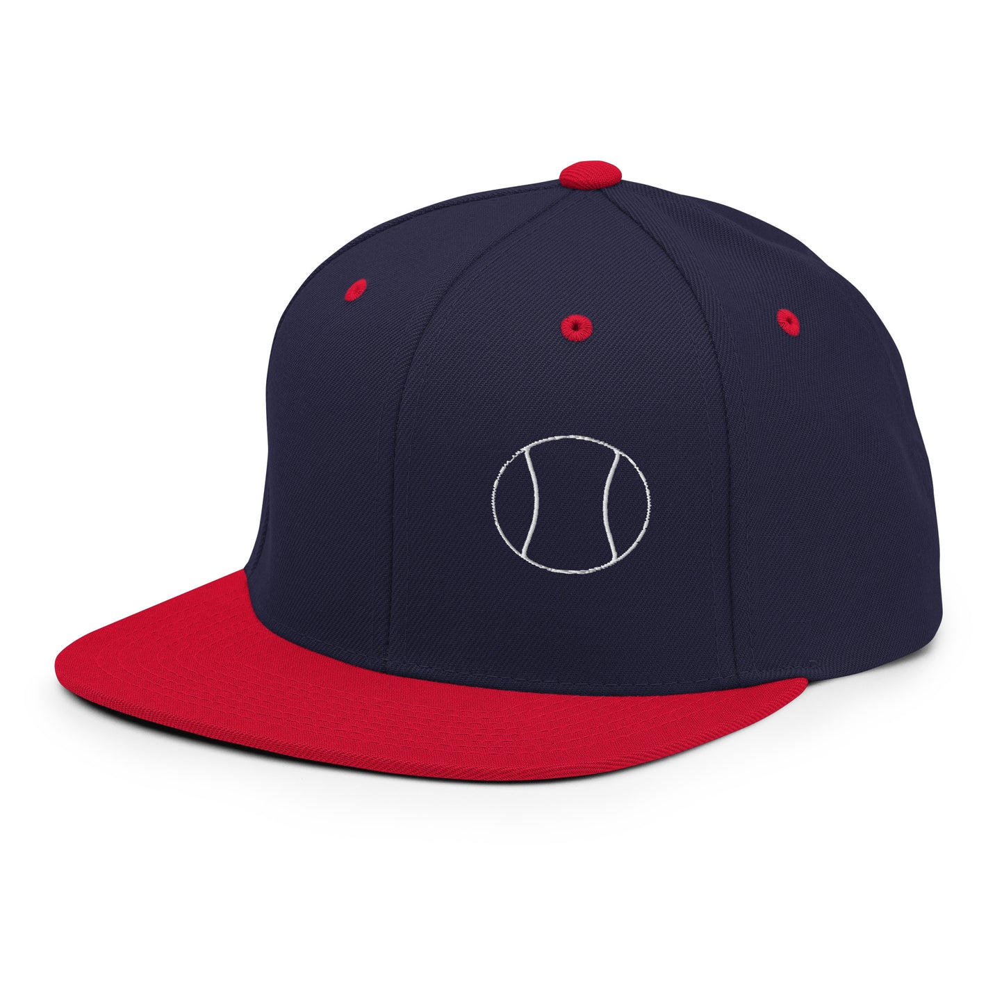 Tennis Edition structured snapback hat in navy and red with flat brim and high-profile 6-panel crown — Our Game collection
