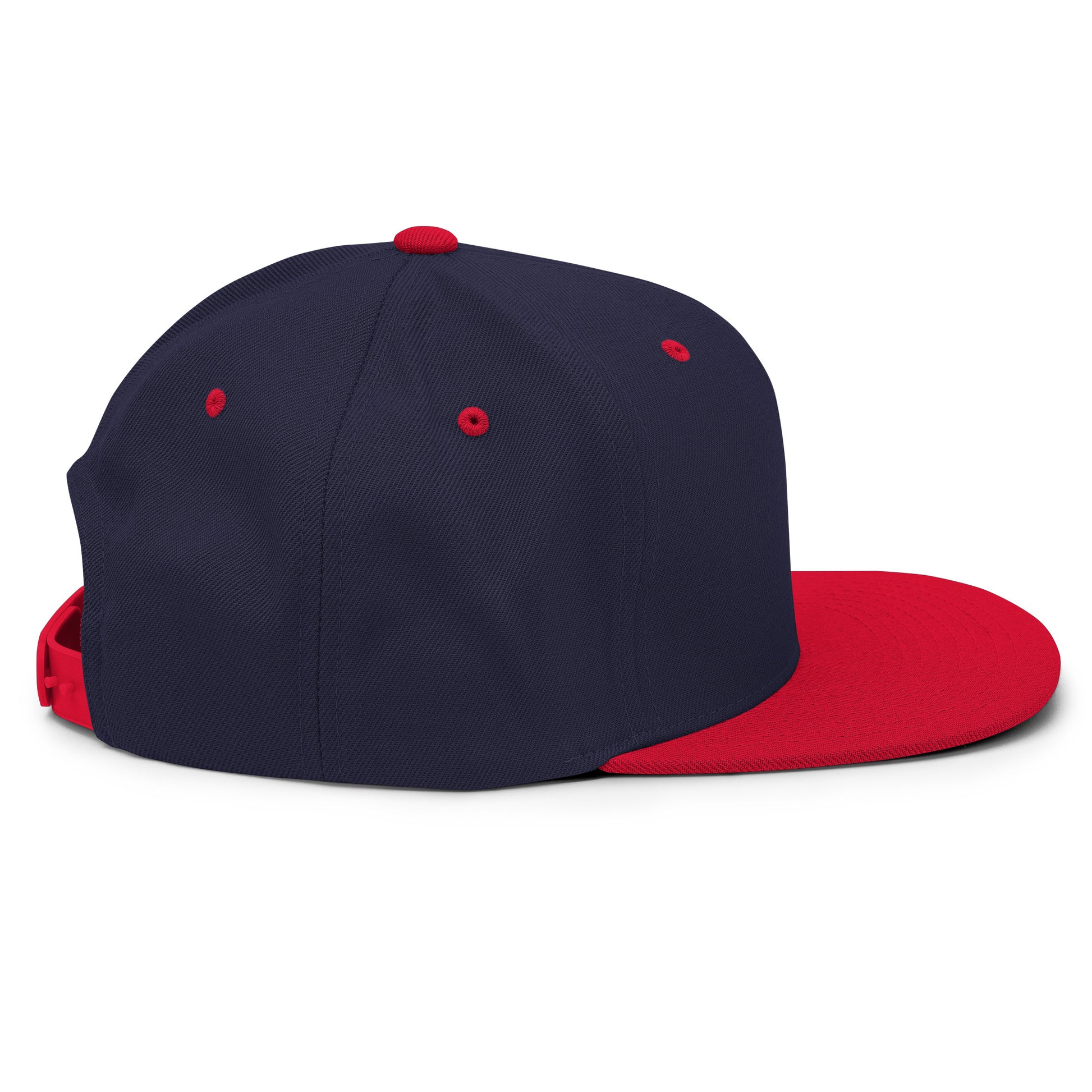 Baseball Edition structured snapback hat in navy and red with flat brim and high-profile 6-panel crown | Our Game | An Athlete Trains