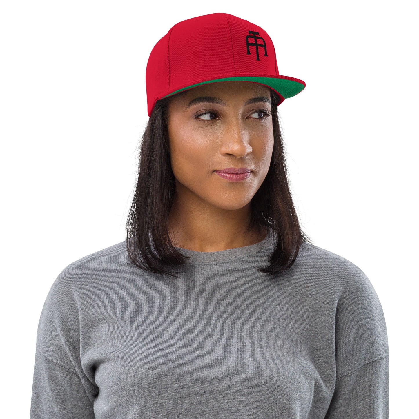 An Athlete Trains structured hat with a classic fit, flat brim, full buckram, and adjustable snap closure.