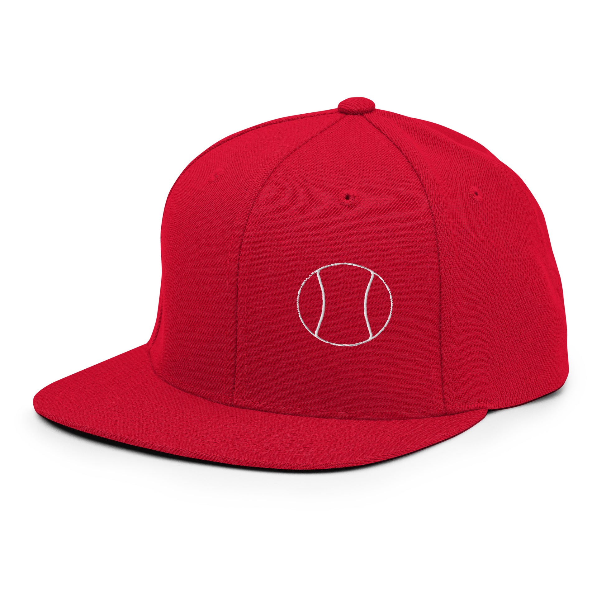 Tennis Edition structured snapback hat in red with flat brim and high-profile 6-panel crown — Our Game collection