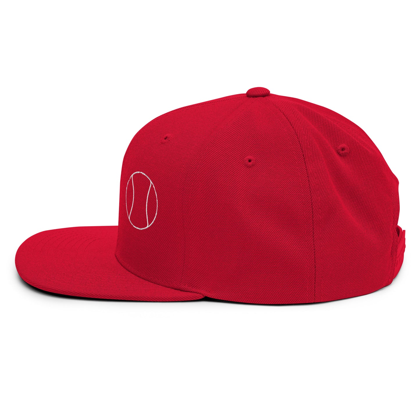 Tennis Edition structured snapback hat in red with flat brim and high-profile 6-panel crown — Our Game collection