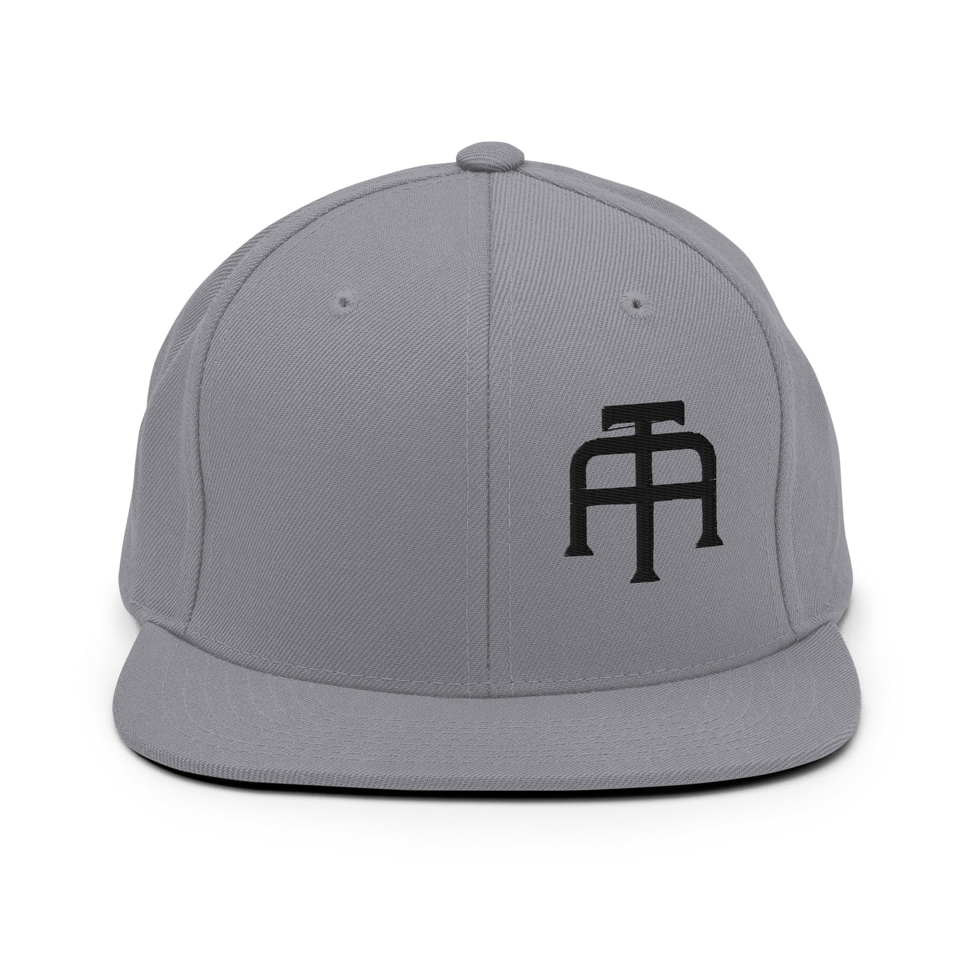 An Athlete Trains structured hat with a classic fit, flat brim, full buckram, and adjustable snap closure.