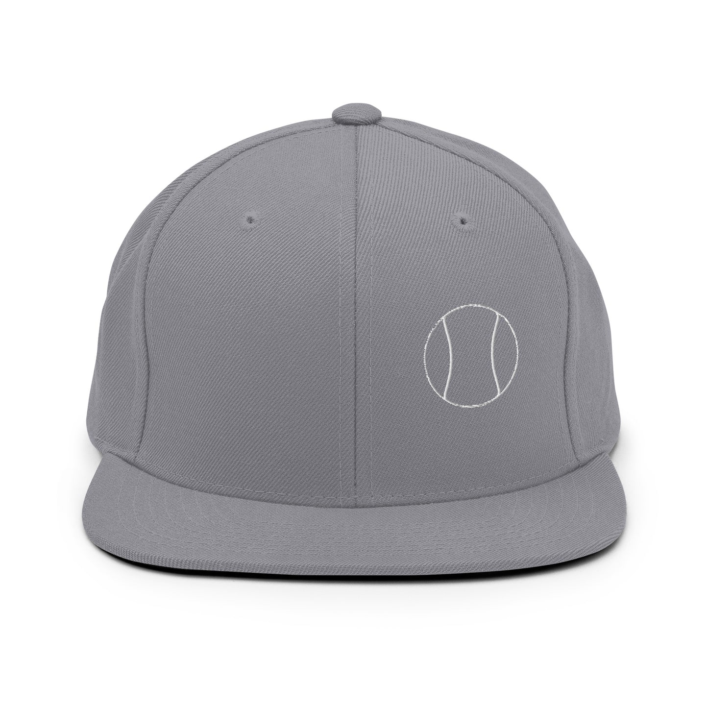 Tennis Edition structured snapback hat in silver with flat brim and high-profile 6-panel crown — Our Game collection