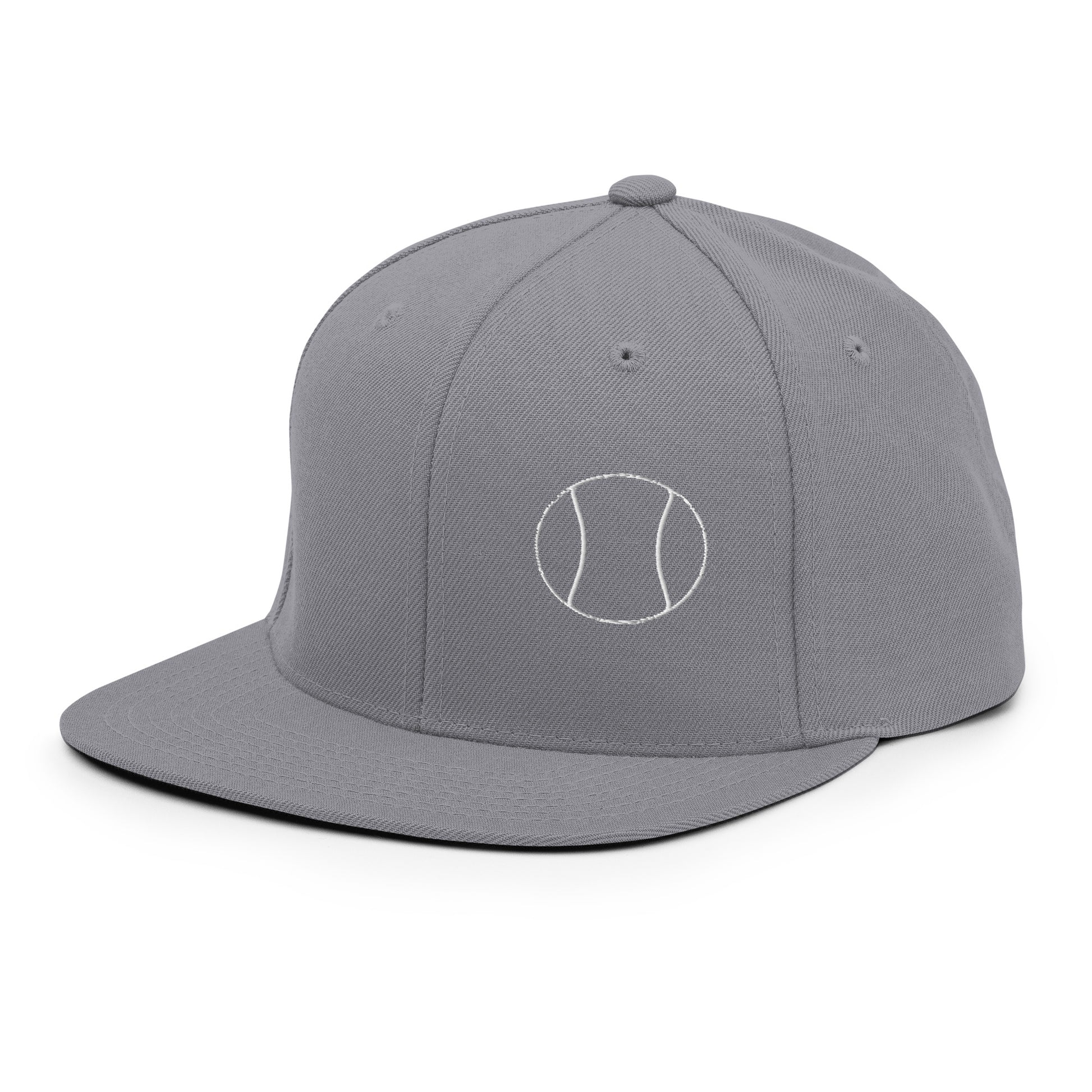 Tennis Edition structured snapback hat in silver with flat brim and high-profile 6-panel crown — Our Game collection