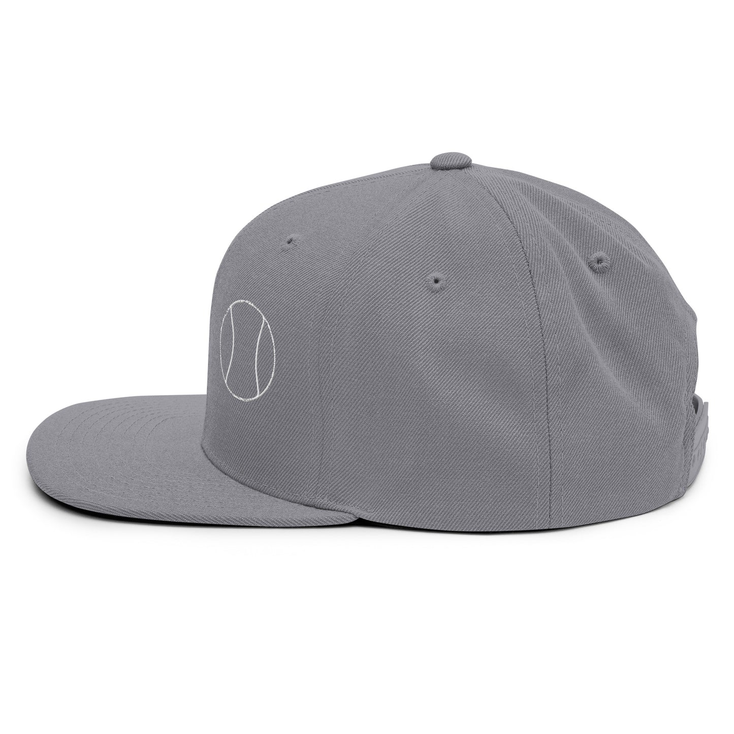 Tennis Edition structured snapback hat in silver with flat brim and high-profile 6-panel crown — Our Game collection