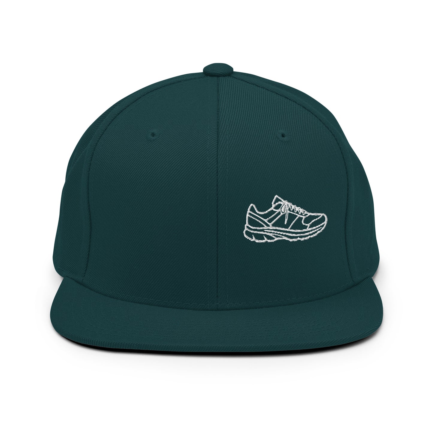 Running Edition structured snapback hat in spruce green with flat brim and high-profile 6-panel crown | Our Game | An Athlete Trains